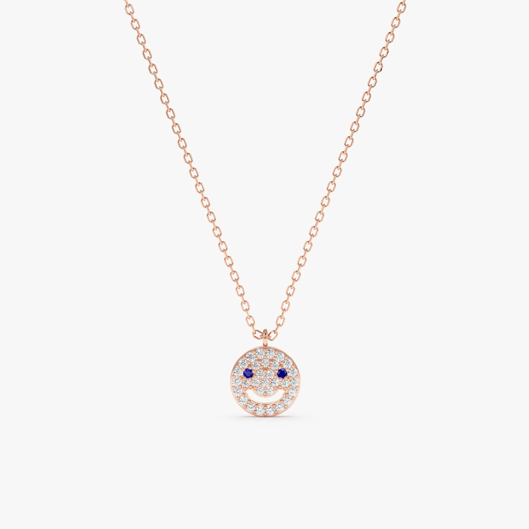 Diamond & Sapphire Happy Face Necklace, Joy