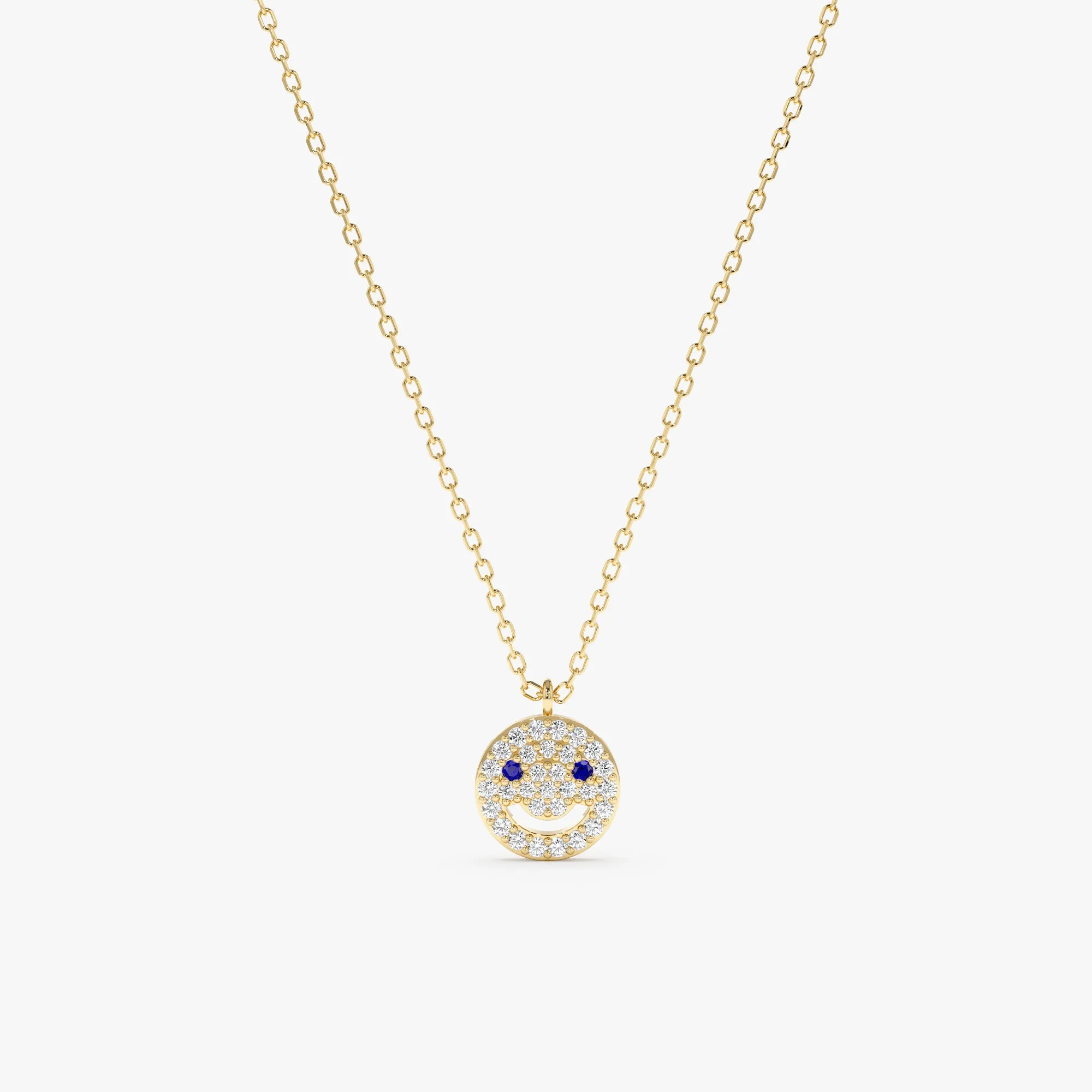 Diamond & Sapphire Happy Face Necklace, Joy