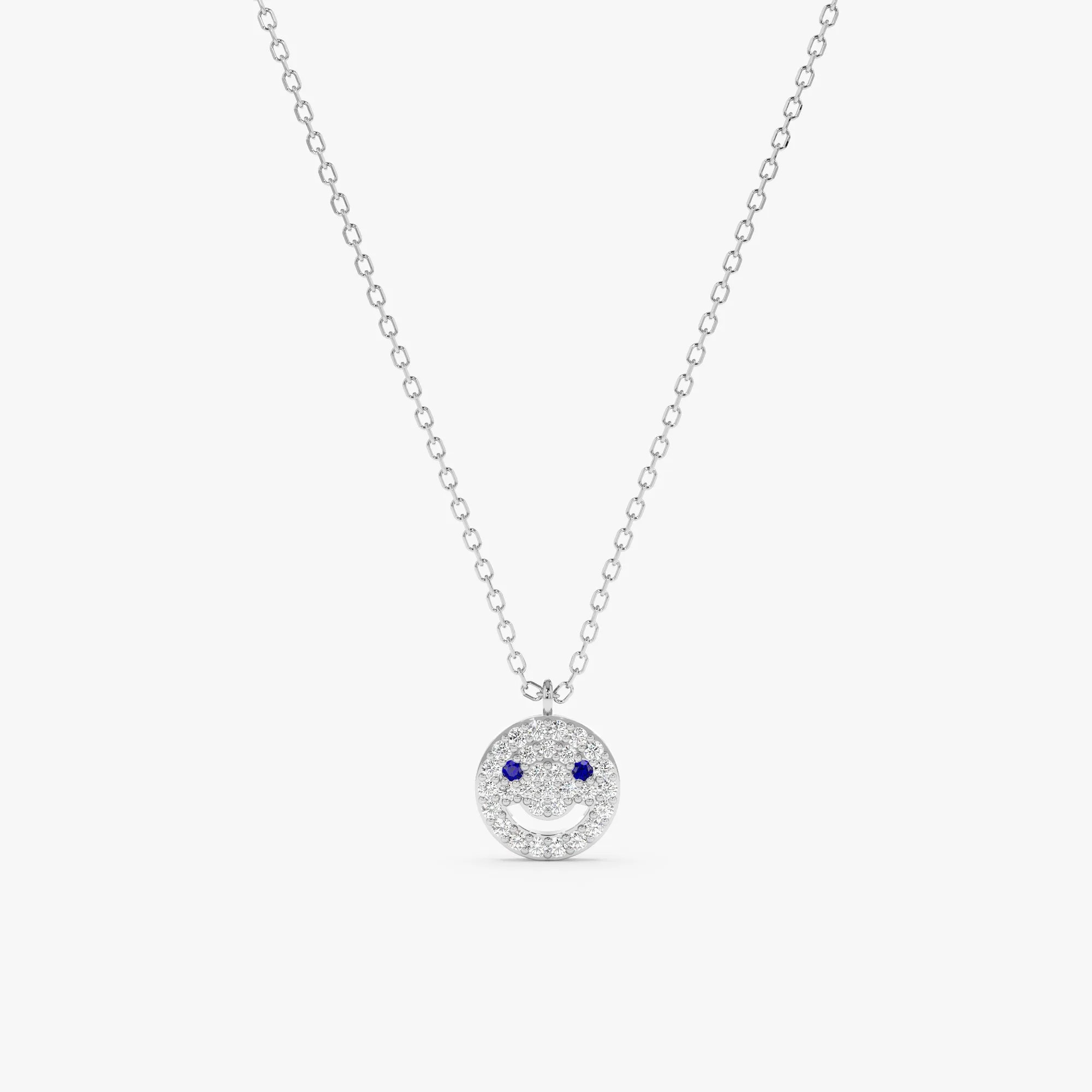 Diamond & Sapphire Happy Face Necklace, Joy