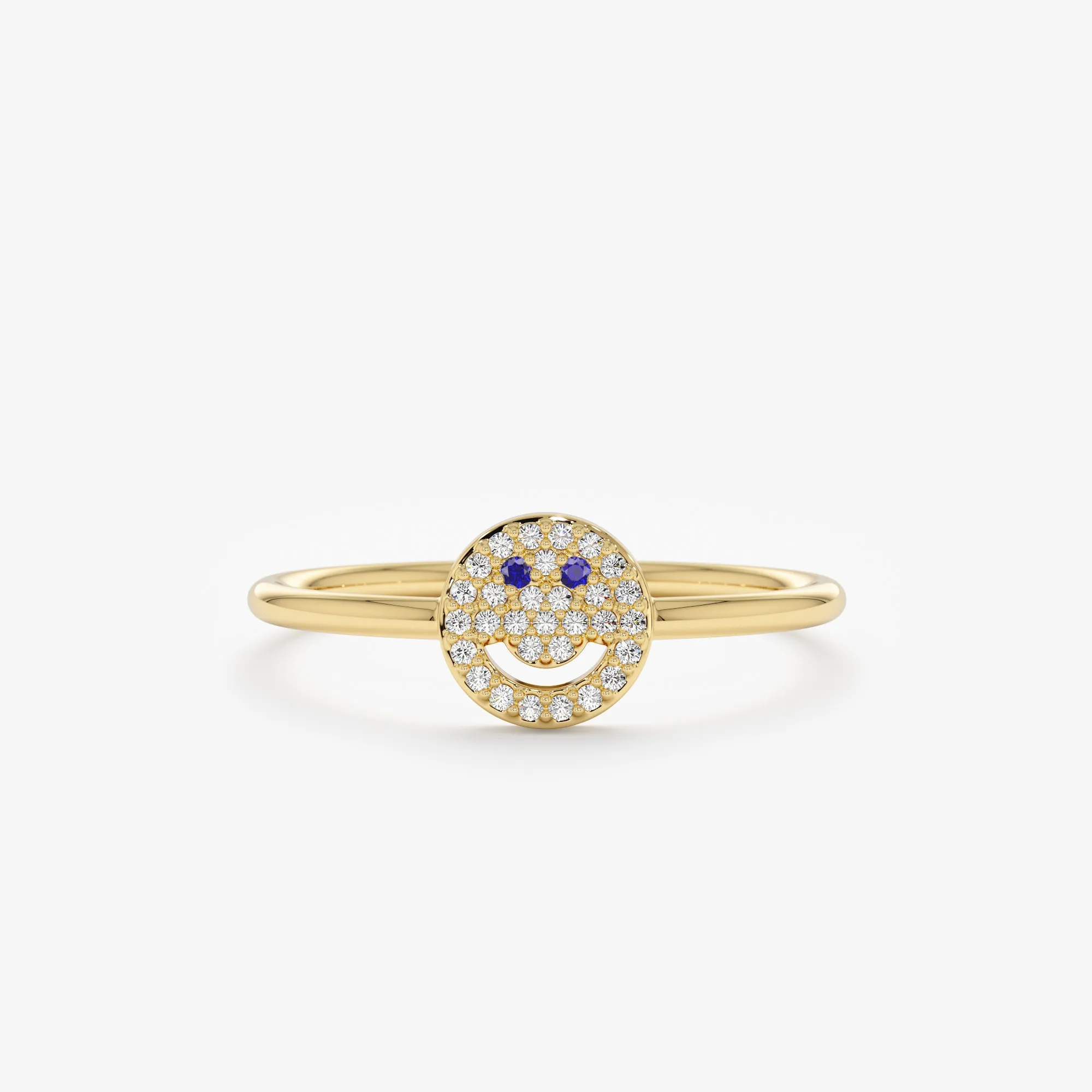 Diamond and Sapphire Happy Face Ring, Joy