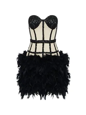 DIVANI Feathers Mini Dress