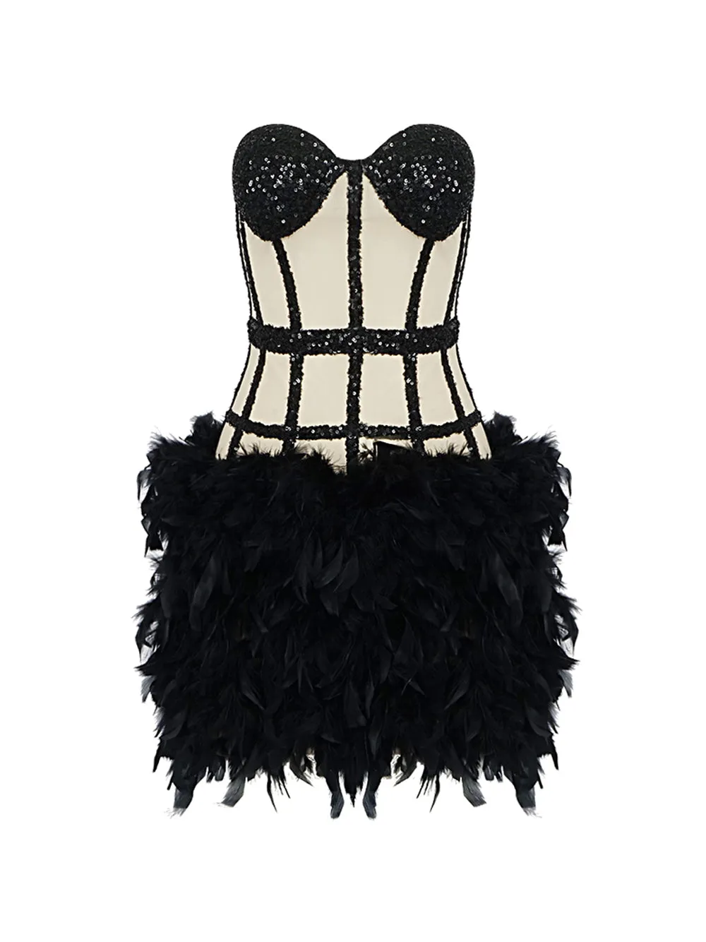 DIVANI Feathers Mini Dress