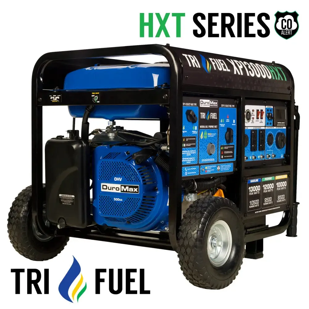 DuroMax XP13000HXT 13000 Watt Tri Fuel Portable HXT Generator with CO Alert