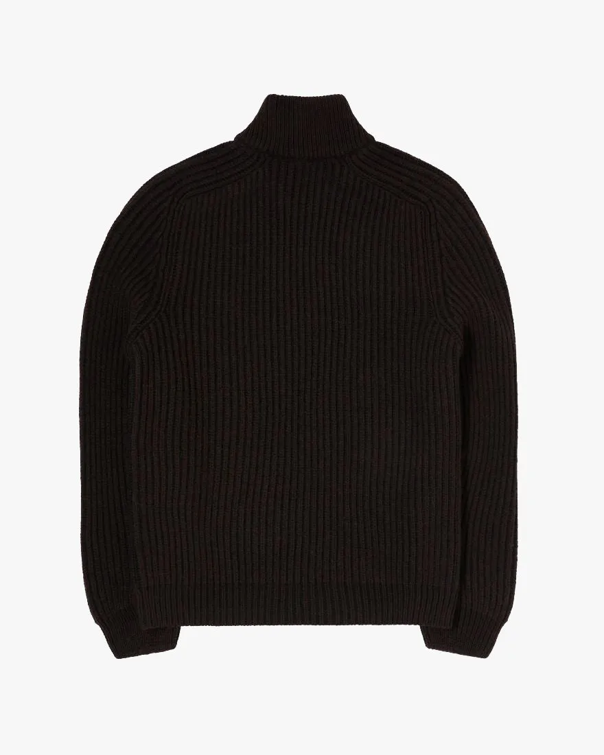 Edwin Roni High Collar Sweater - Dark Brown