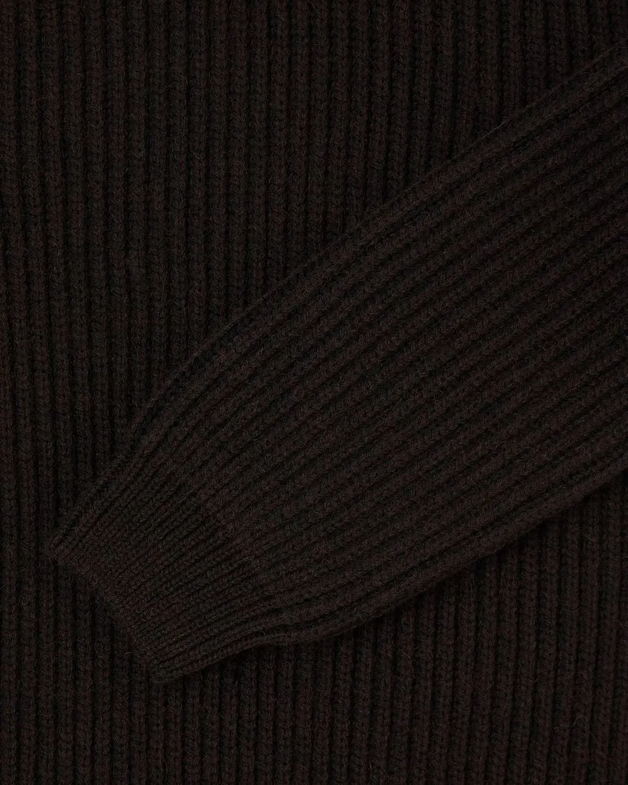 Edwin Roni High Collar Sweater - Dark Brown