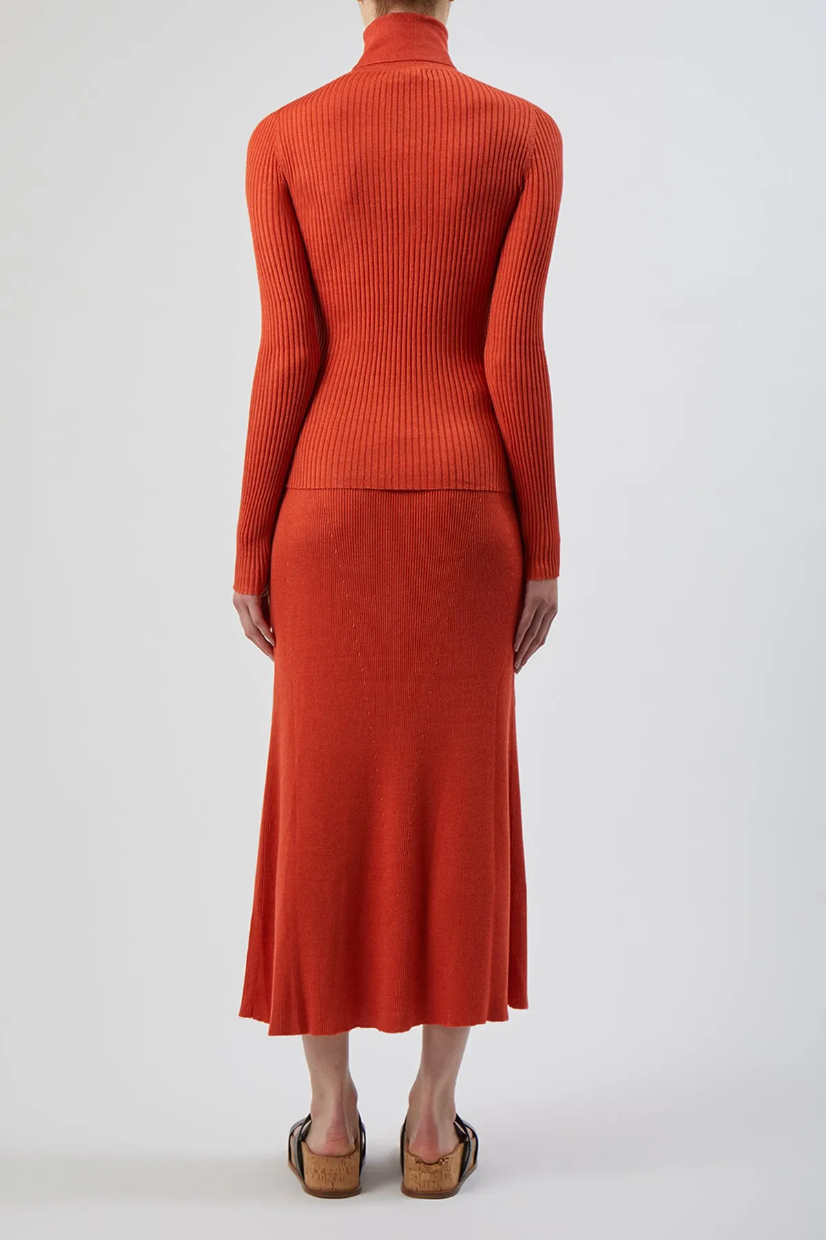 Epper Knit Midi Skirt in Spice Cashmere Silk