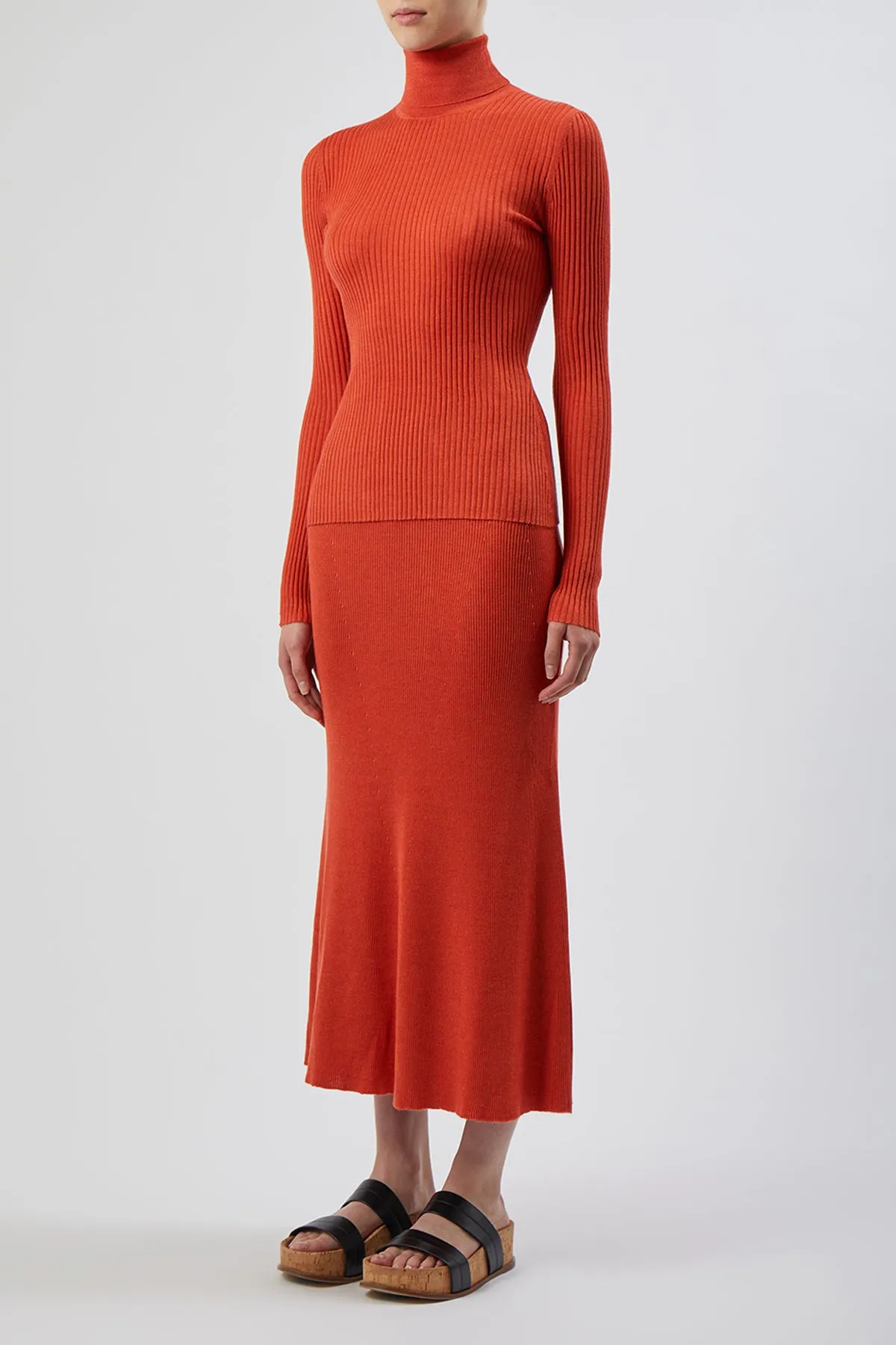 Epper Knit Skirt in Spice Cashmere Silk