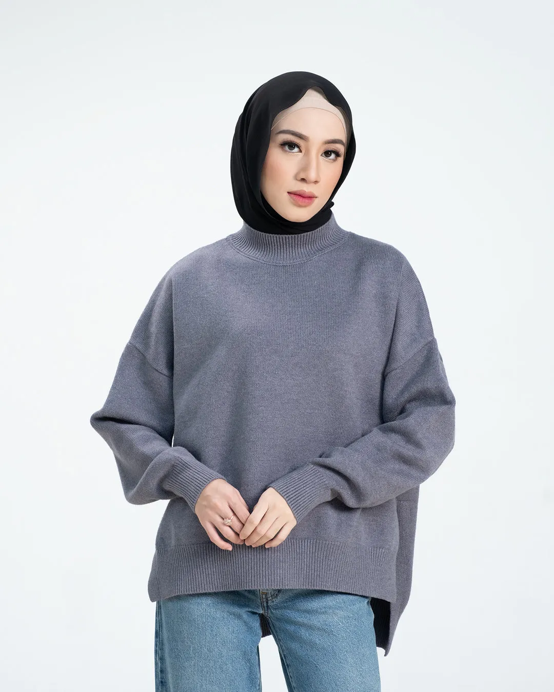 Esmee Sweater - Dark Grey - Sweater Atasan Knitwear Wanita - KW1720180