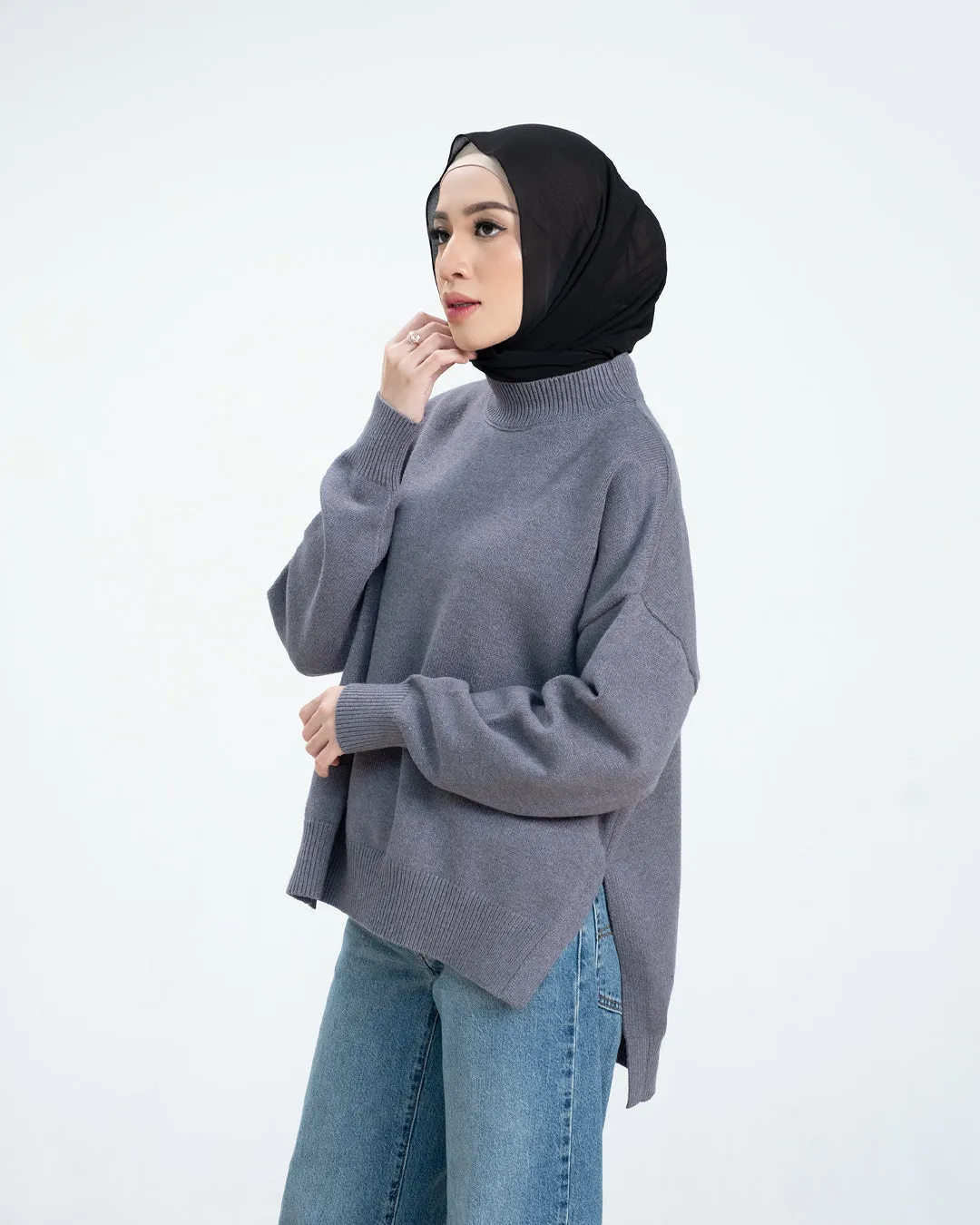 Esmee Sweater - Dark Grey - Sweater Atasan Knitwear Wanita - KW1720180