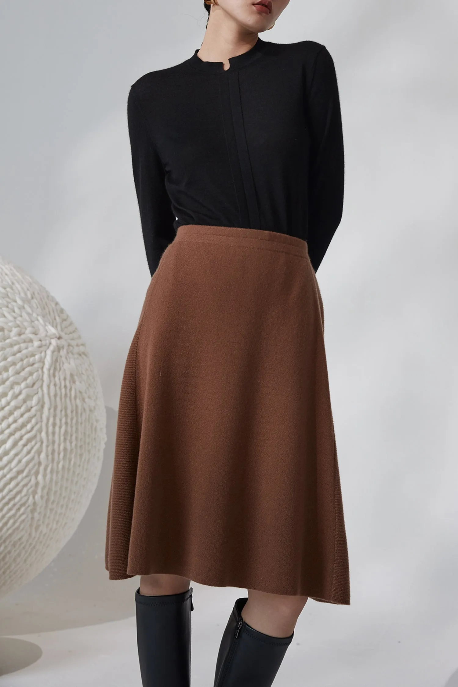 Extra thick A-shaped cashmere skirt