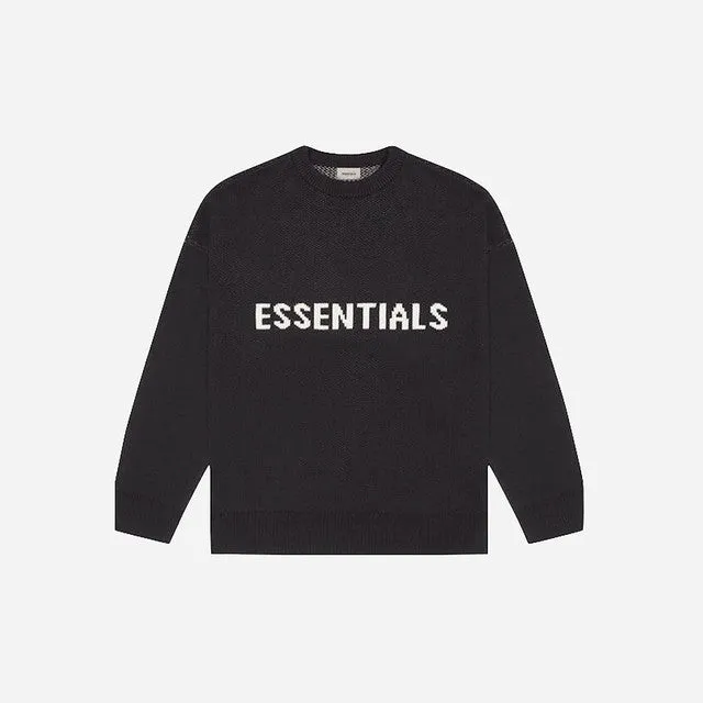 FEAR OF GOD ESSENTIALS KNIT SWEATER DARK SLATE/STRETCH LIMO/BLACK