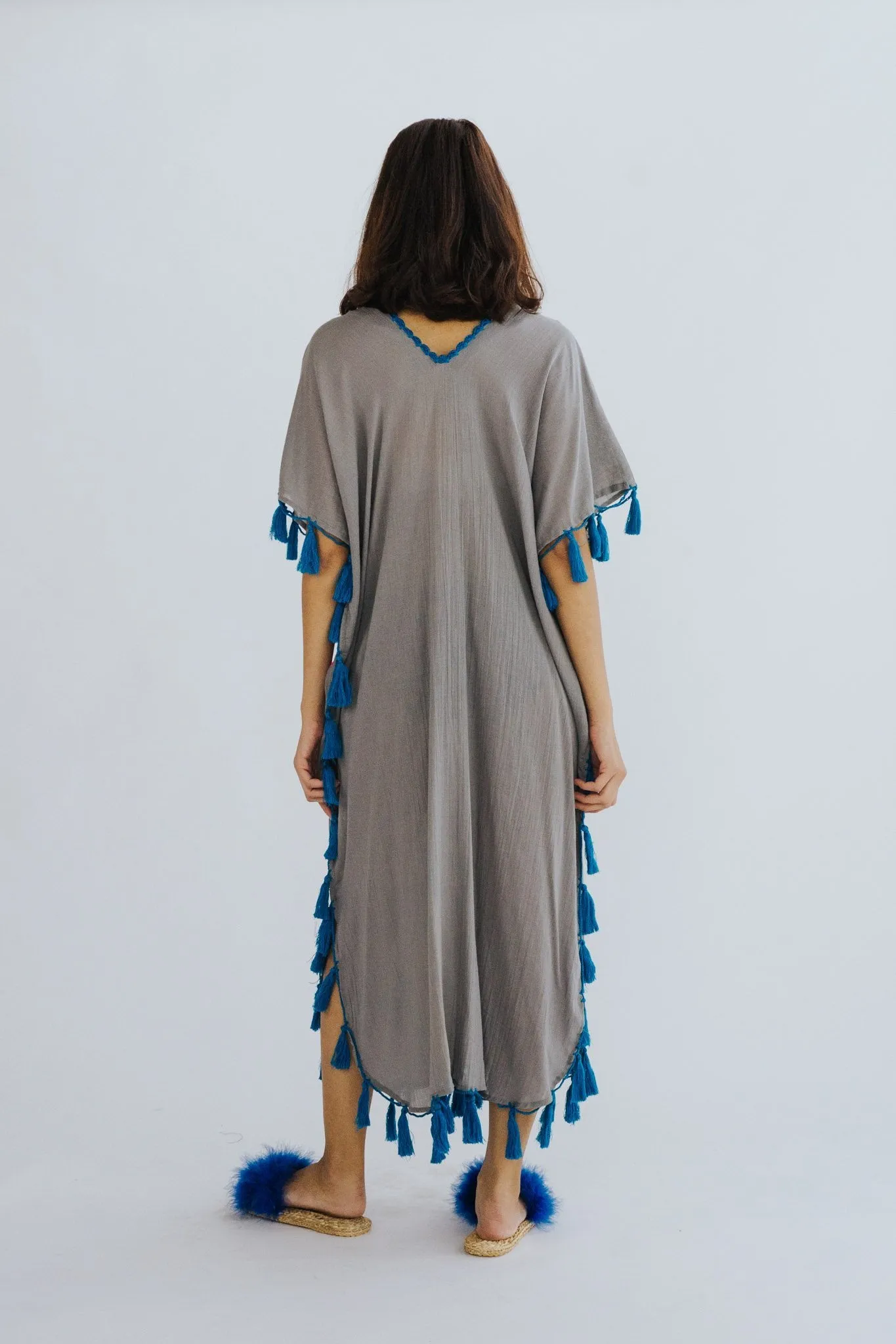 Feather Embroidered Caftan Tunic Shiona