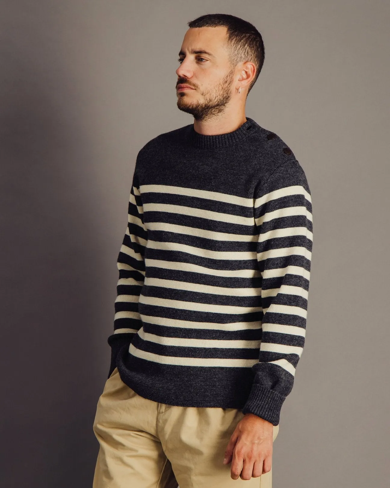 Finisterre Striped Jumper Dark