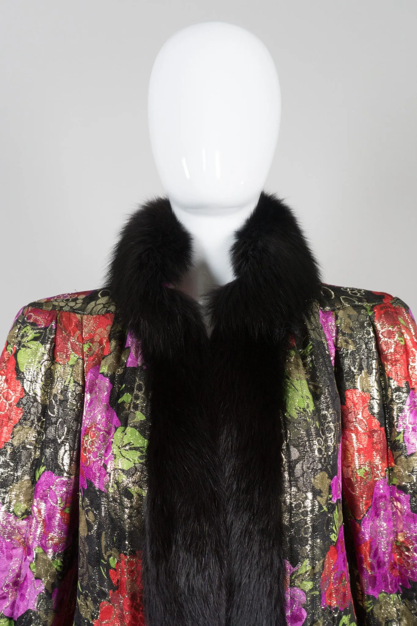 Floral Lamé Fur Trim Jacket