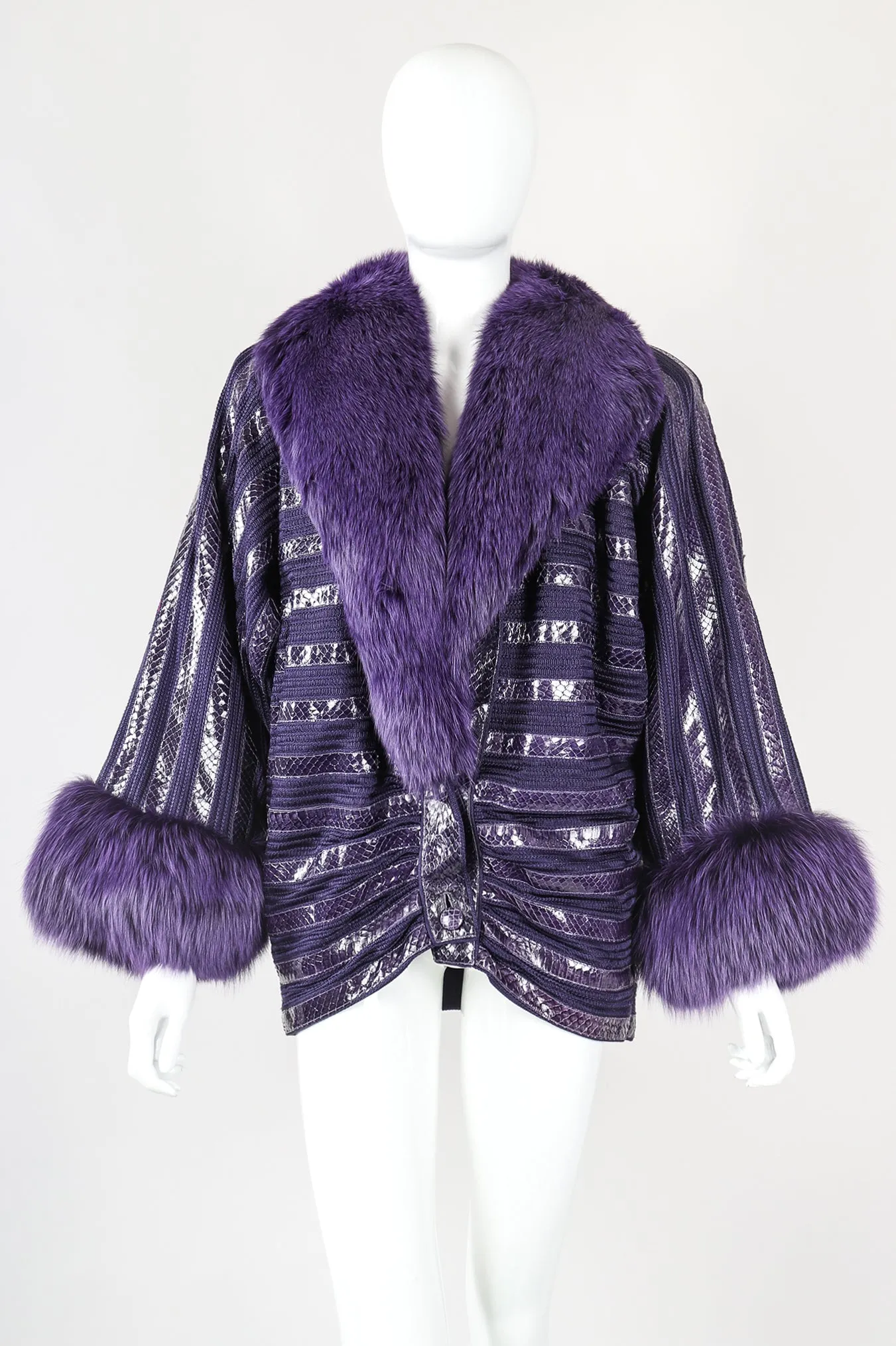 Fur Collar Snake Stripe Jacket