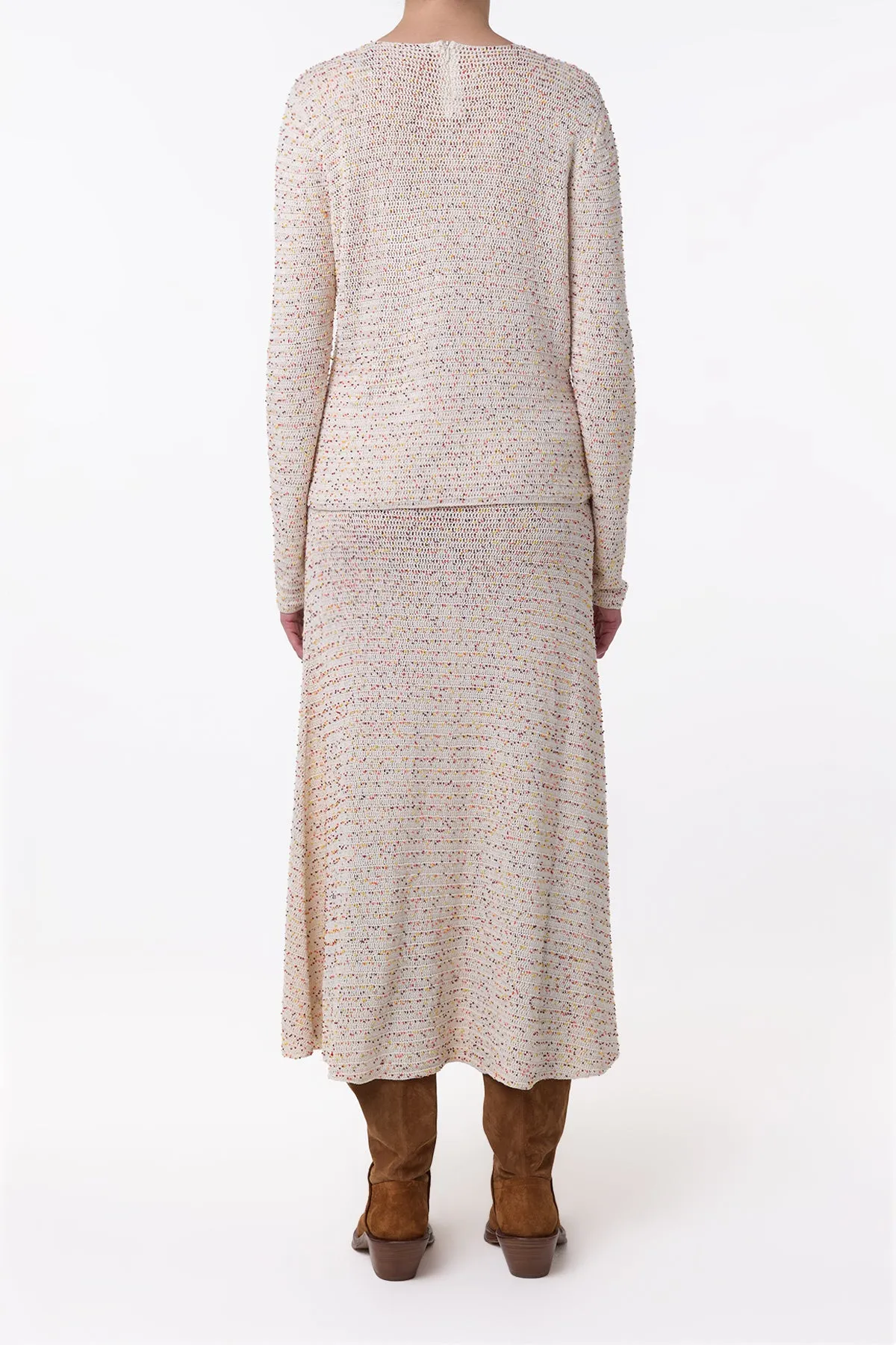 Galene Knit Sweater in Ivory Multi Beaded Cashmere