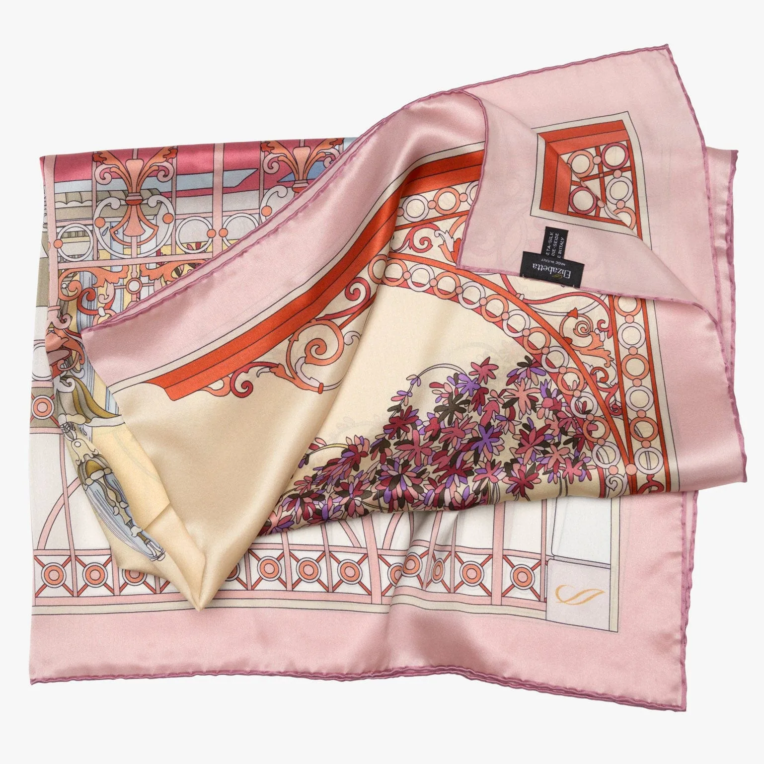 Garden of Dreams - Hand Rolled Silk Foulard - Pink