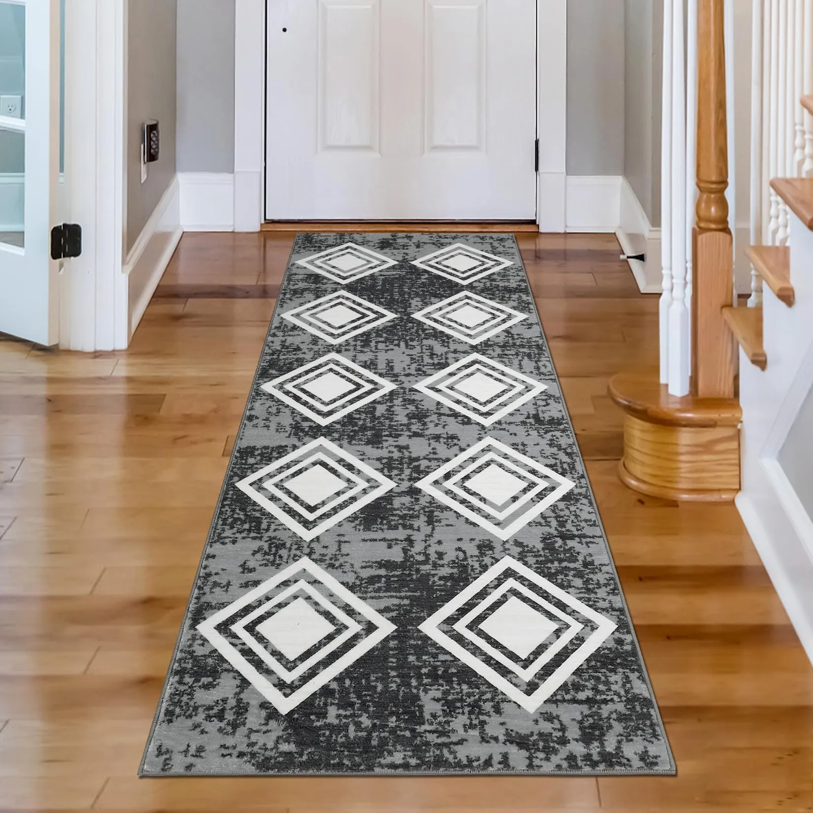 GARVEE Area Rug 2x6 Runner Rug Washable Boho Rug Runner Modern Moroccan Entry Throw Area Rug Faux Wool Rug Non-Slip Low-Pile Accent Rug for Bathroom Kitchen Bedroom Living Room