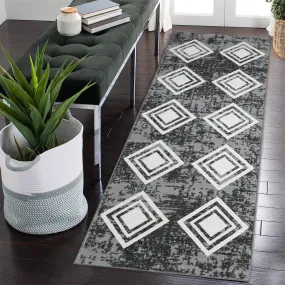 GARVEE Area Rug 2x6 Runner Rug Washable Boho Rug Runner Modern Moroccan Entry Throw Area Rug Faux Wool Rug Non-Slip Low-Pile Accent Rug for Bathroom Kitchen Bedroom Living Room