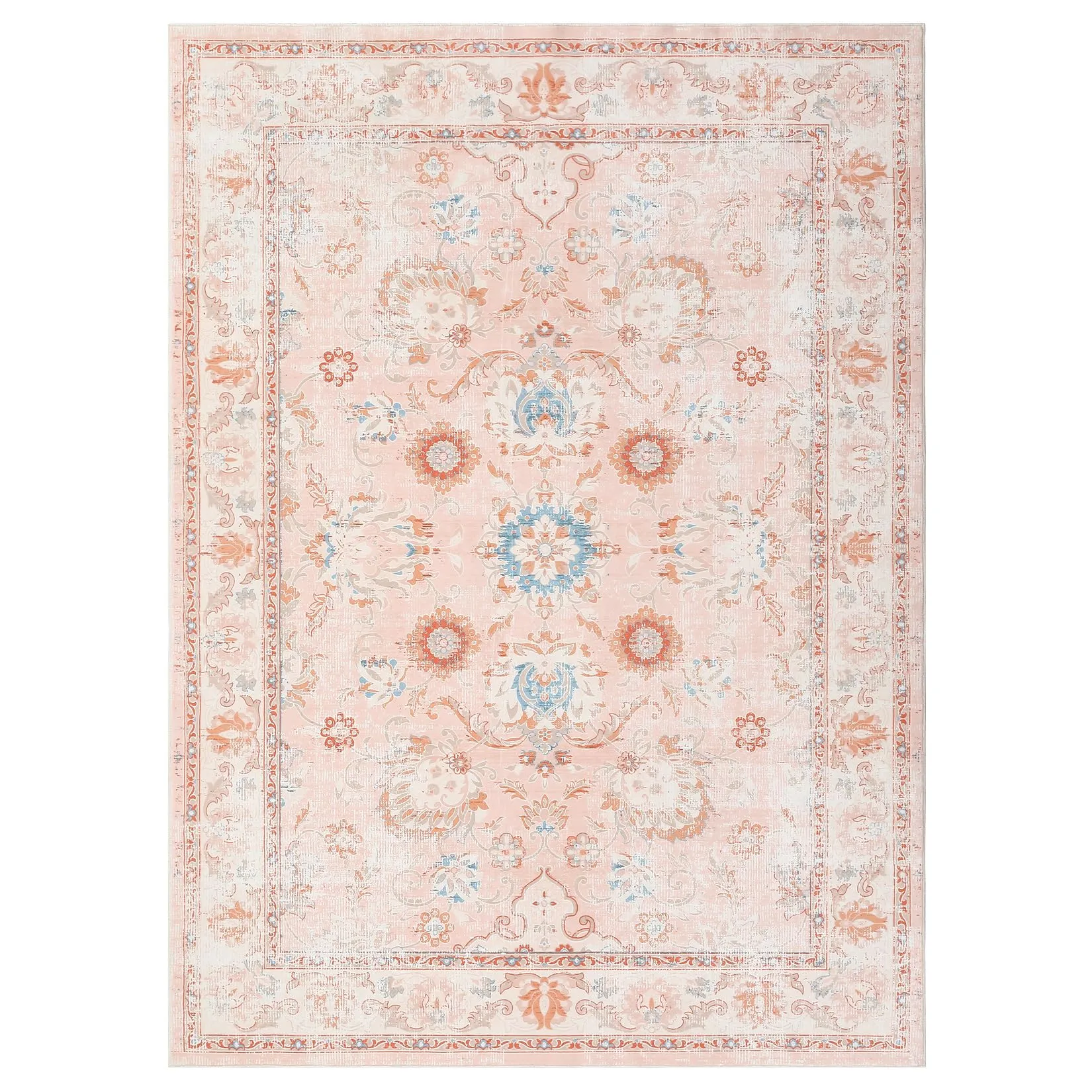 GARVEE Boho Floral Medallion 2x6 Runner Rug, Washable Indoor Accent Carpet with Low-Pile, Non-Slip Soft Rug for Entryway Bedroom Kitchen, Pink