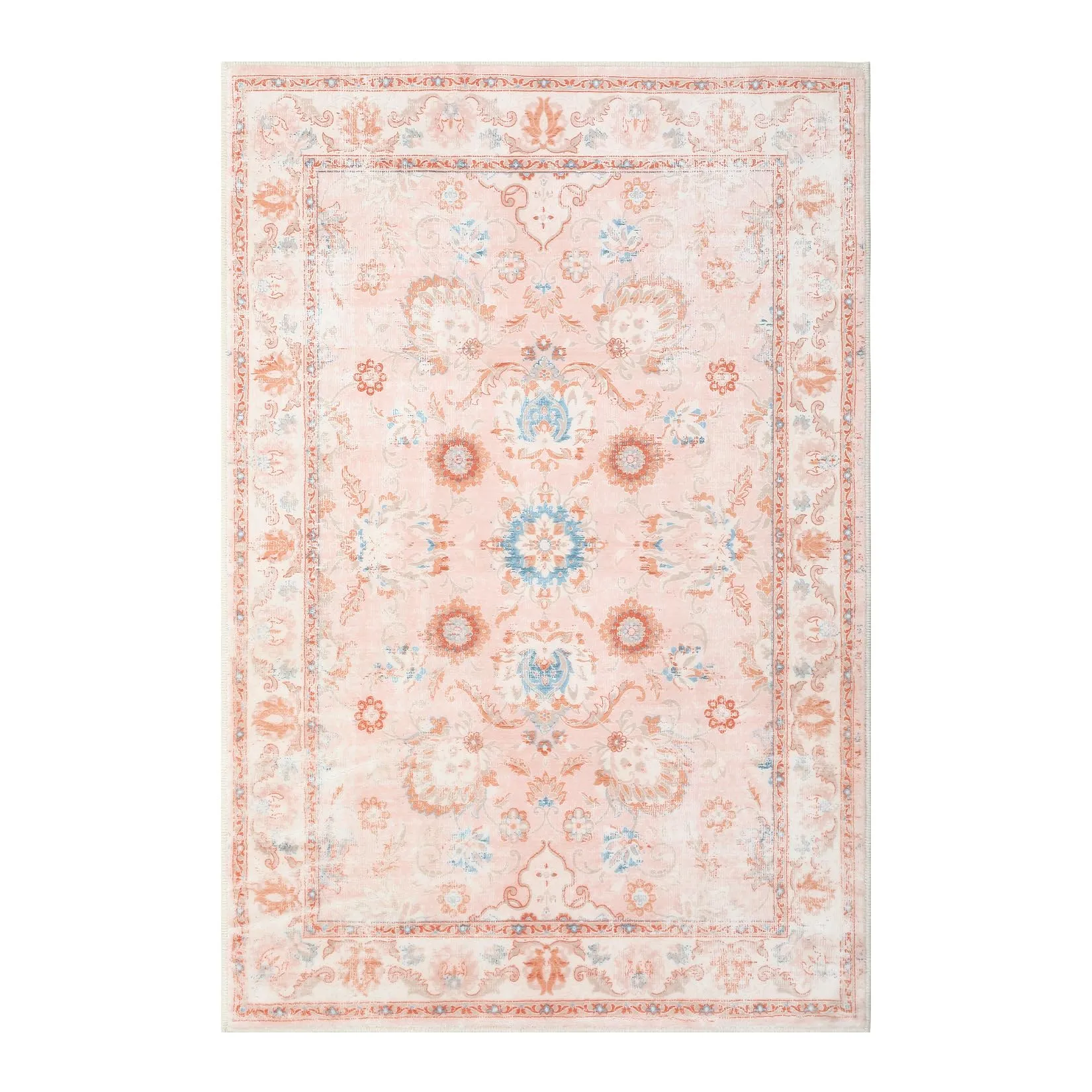 GARVEE Boho Floral Medallion Area Rug, 2x3 Washable Indoor Accent Carpet with Low-Pile, Non-Slip Soft Rug for Entryway, Bedroom, Living Room, Office, Kitchen