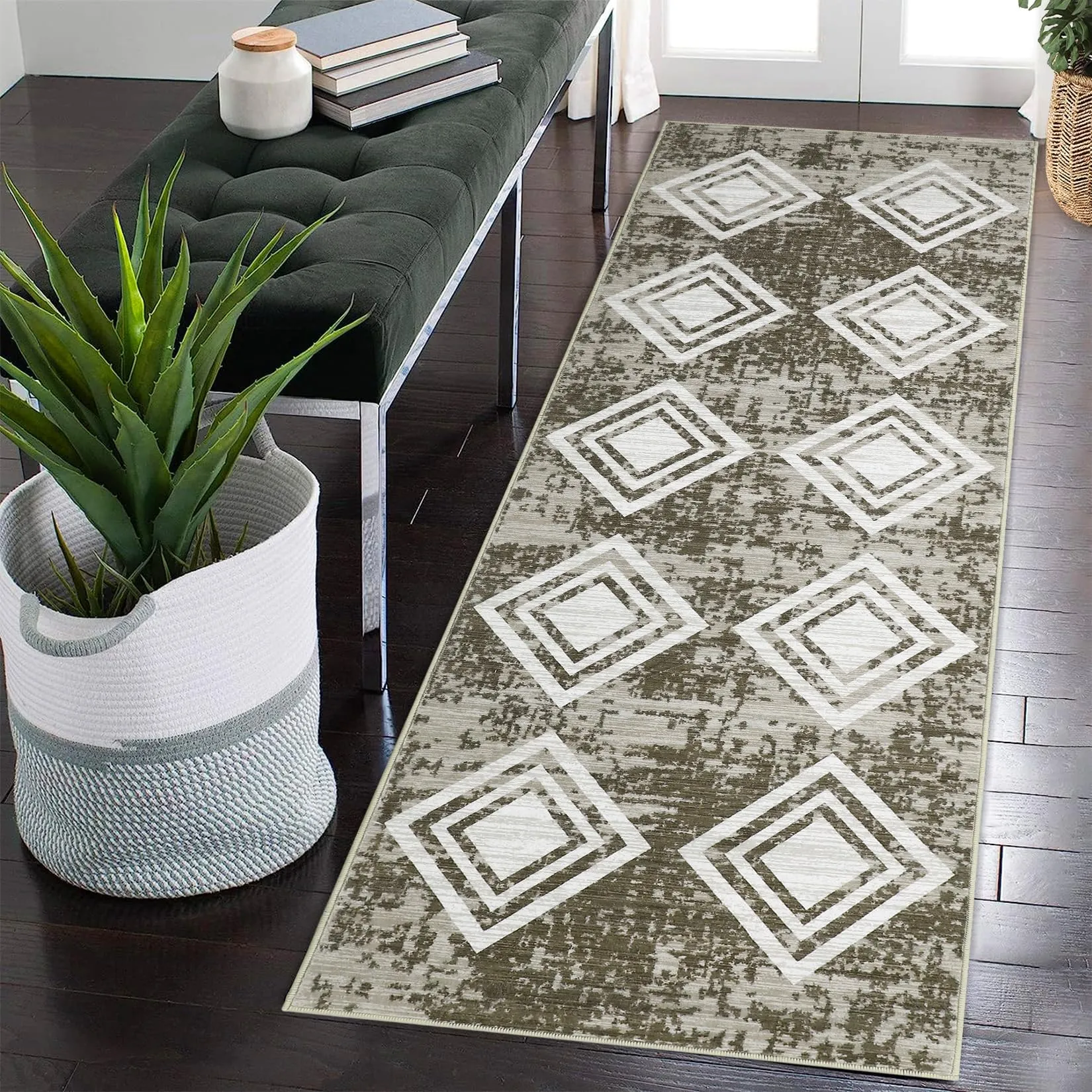 GARVEE Boho Runner Rug 2x6 Rug Runners for Hallways Non Slip Soft Geometric Washable Rug Runner Modern Kitchen Runner Rugs for Bathroom Entryway Laundry Bedroom