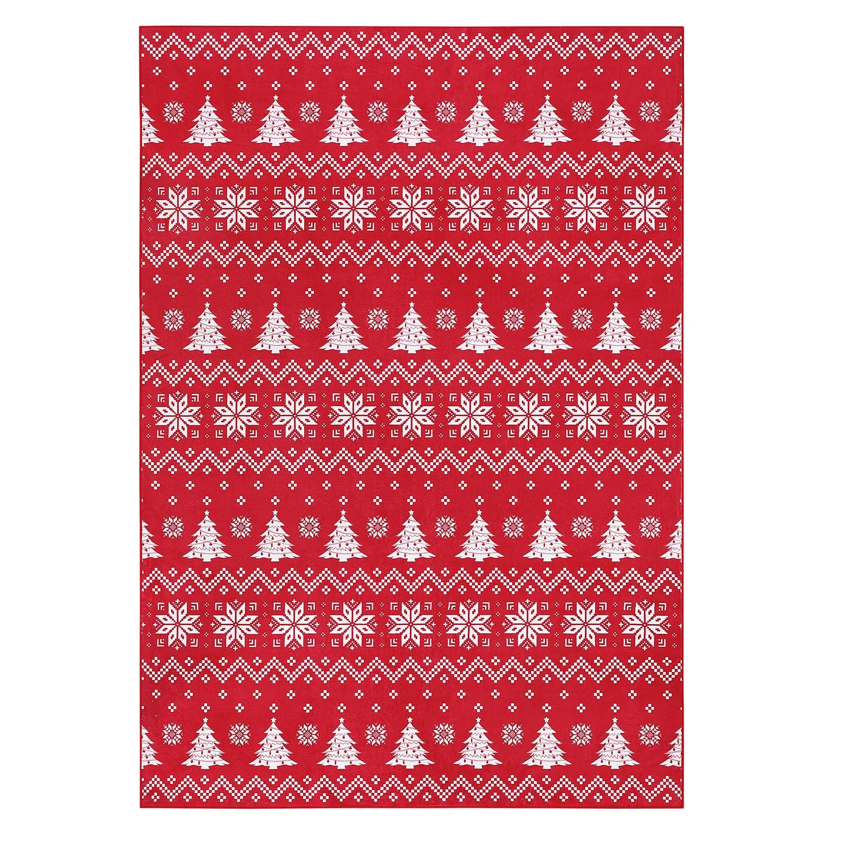 GARVEE Christmas Washable Area Rug - Snowflake & Xmas Tree Pattern - Durable Polyester - Non-Slip Backing - 3x5 Feet - Festive Decor