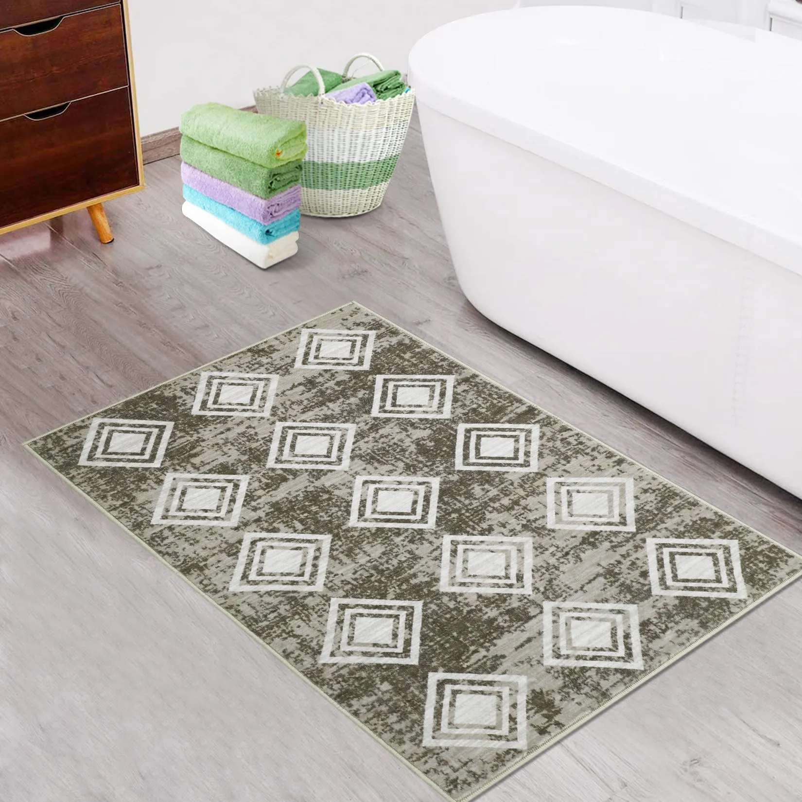 GARVEE Modern 2x3 Rug for Entryway Washable Rug Bathroom Soft Geometric Throw Mats,Non-Slip Small Bath Carpet Front Door Mat for Indoor Entryway Bedroom Kitchen