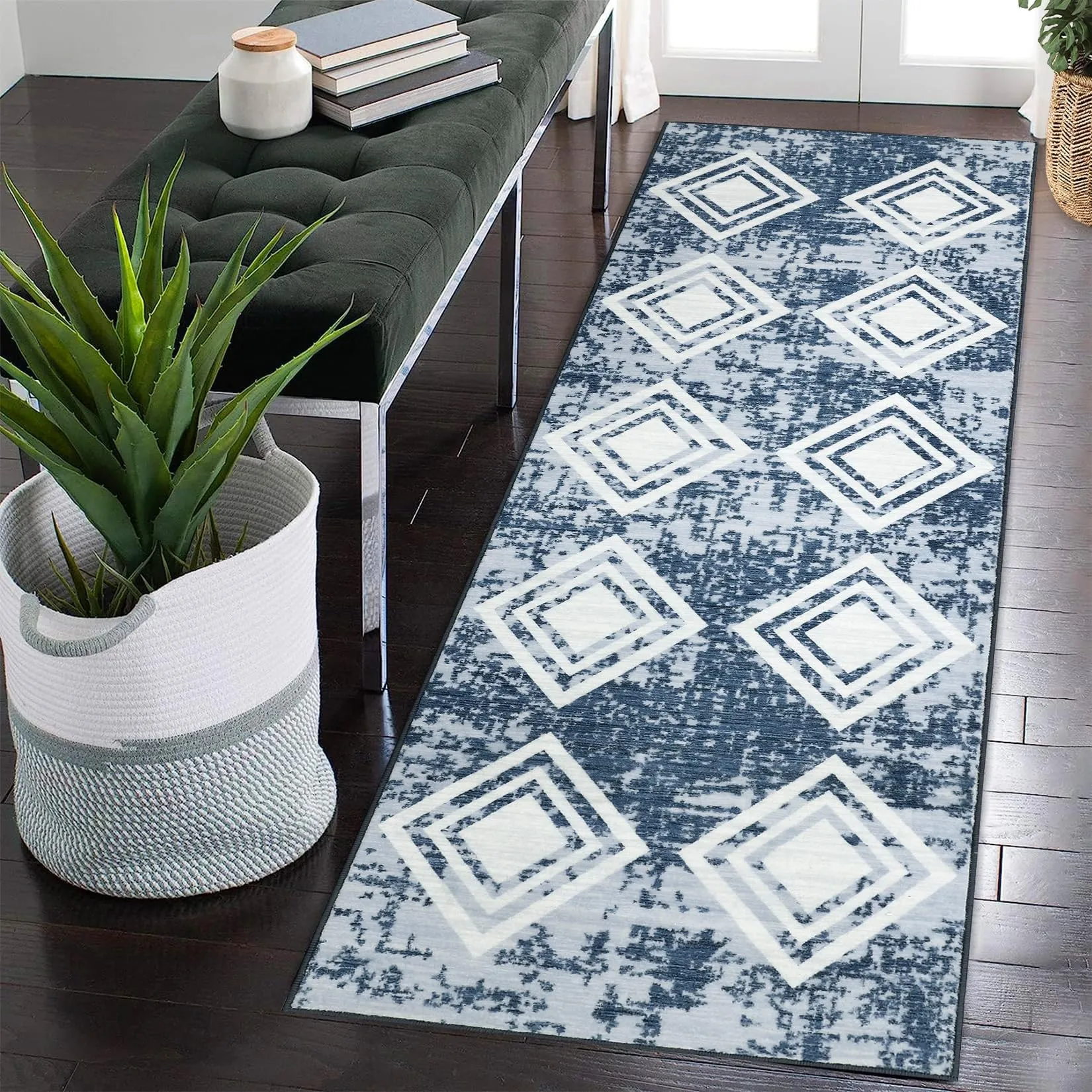 GARVEE Modern Runner Rug 2x6 Washable Runners for Hallways Long Kitchen Runner Rug Non Slip Carpet Rug Runner Laundry Mat with Soft Low Pile for Entryway Bathroom Bedroom Kitchen