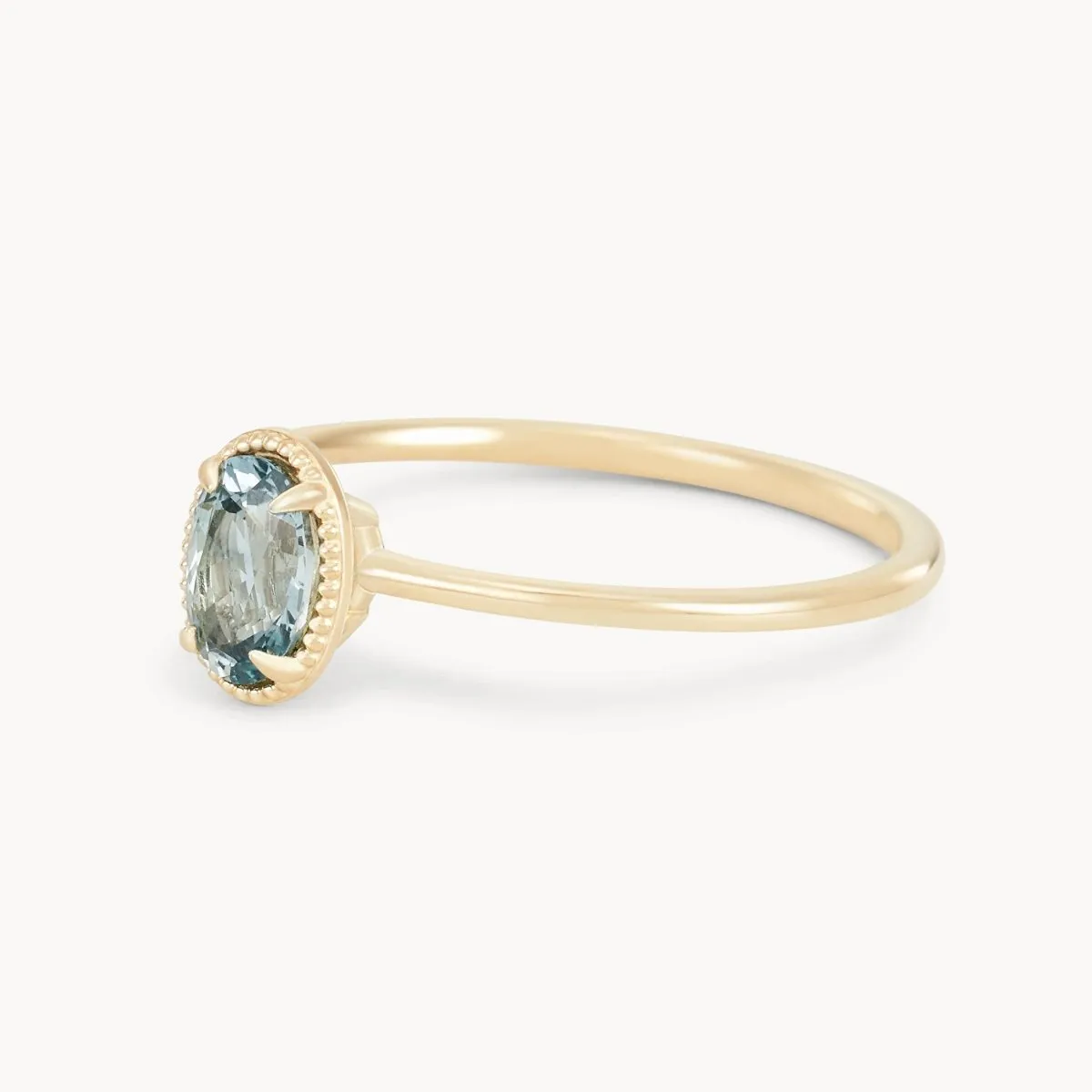 golden glow one-of-a-kind ring - 14k yellow gold, cyan green oval sapphire