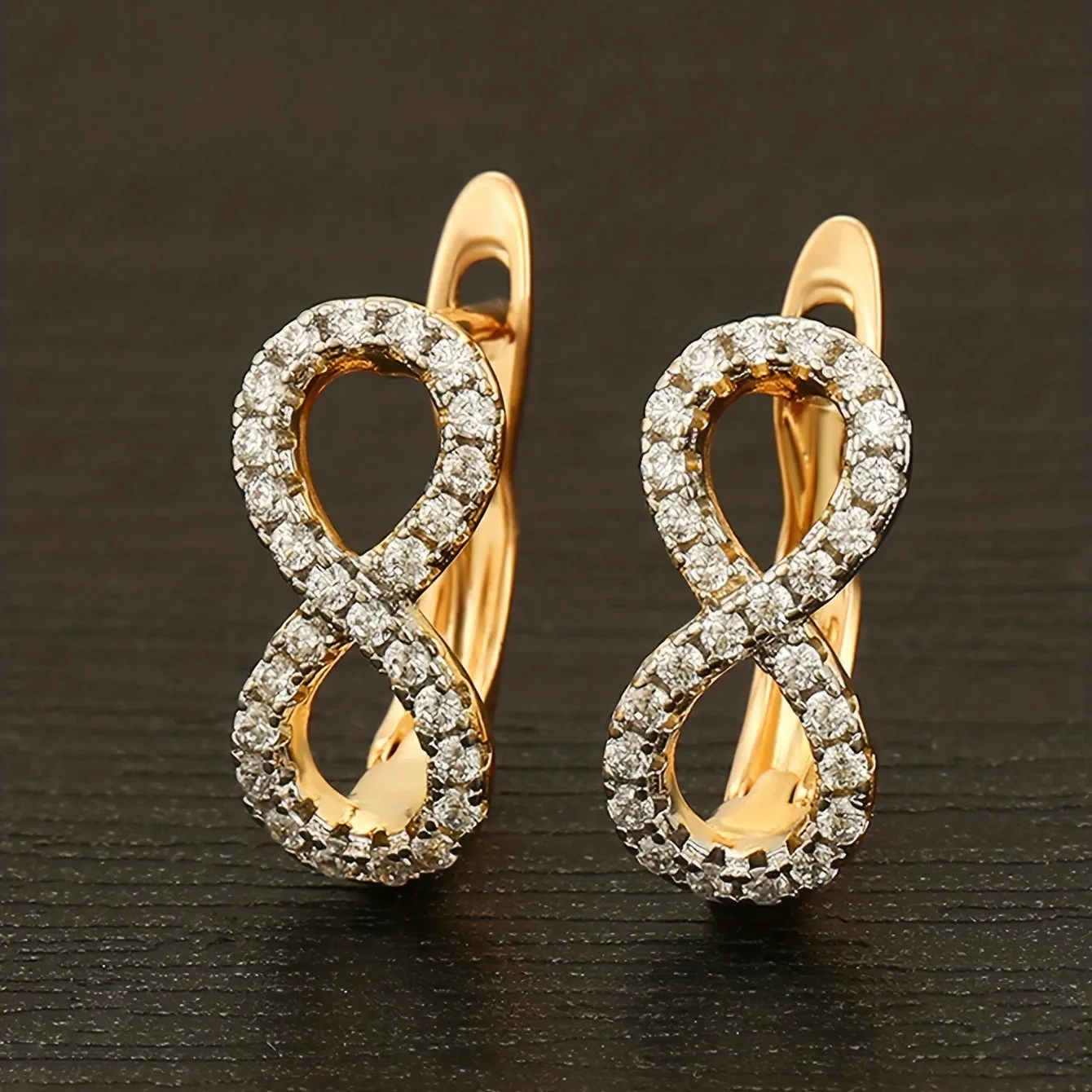 Gorgeous 18K Gold Plated Bohemian Hoop Earrings with Shiny Zircon Decor - Perfect for Everyday Wear!