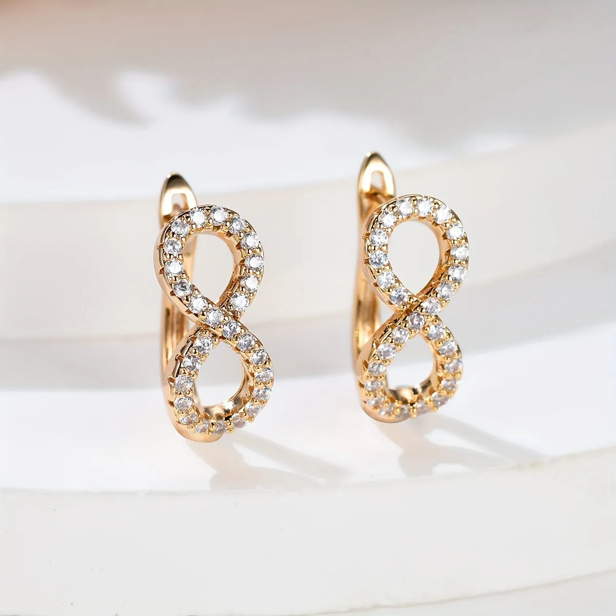 Gorgeous 18K Gold Plated Bohemian Hoop Earrings with Shiny Zircon Decor - Perfect for Everyday Wear!