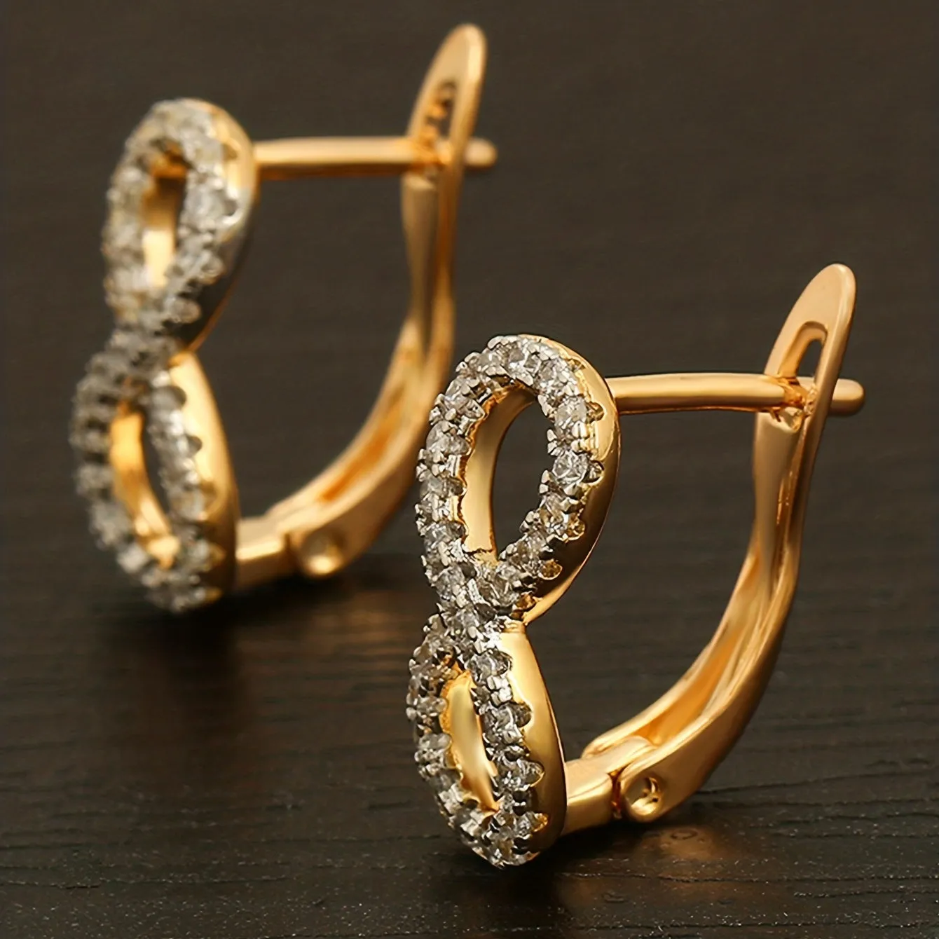 Gorgeous 18K Gold Plated Bohemian Hoop Earrings with Shiny Zircon Decor - Perfect for Everyday Wear!