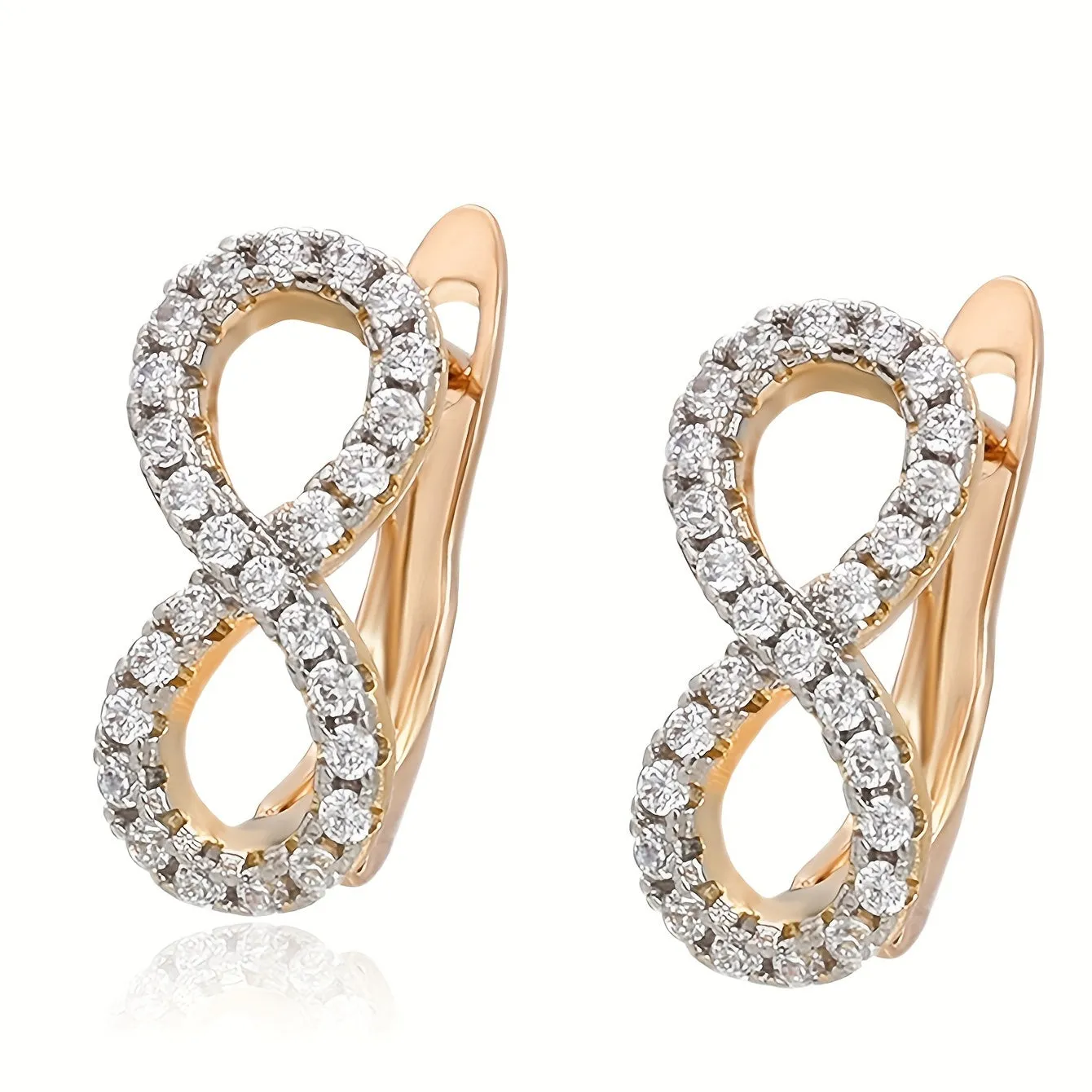 Gorgeous 18K Gold Plated Bohemian Hoop Earrings with Shiny Zircon Decor - Perfect for Everyday Wear!