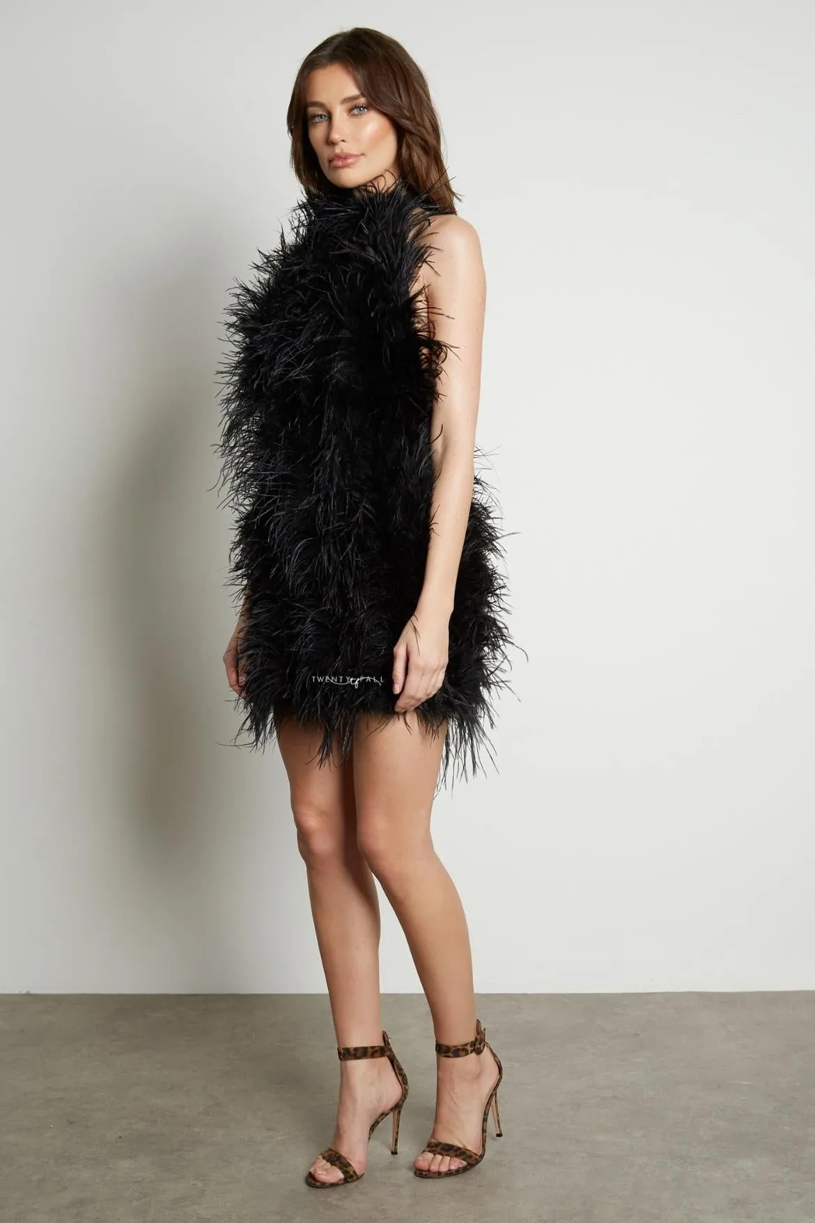 Halter Neck Feather Dress