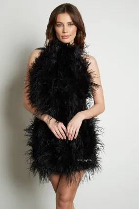 Halter Neck Feather Dress