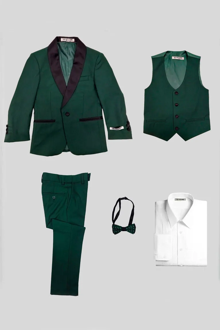 Hampton Stacy Adams Kids Green Tuxedo (5-Piece Set)