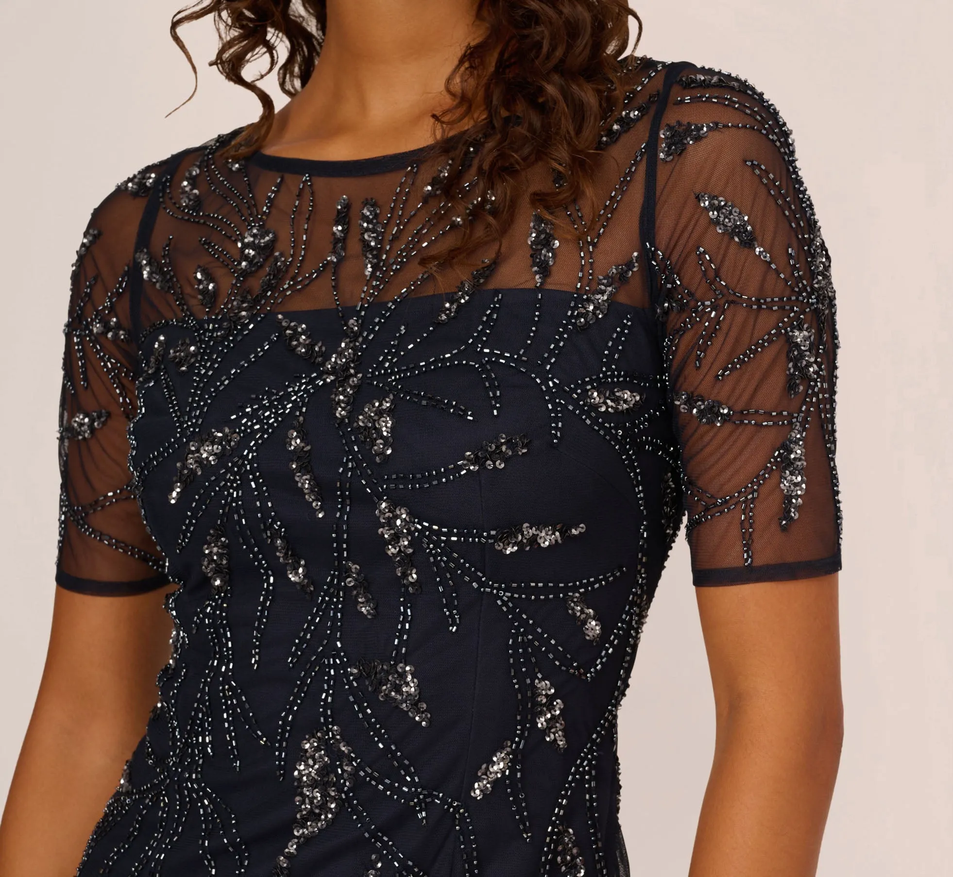 Hand-Beaded Cocktail Dress In Midnight