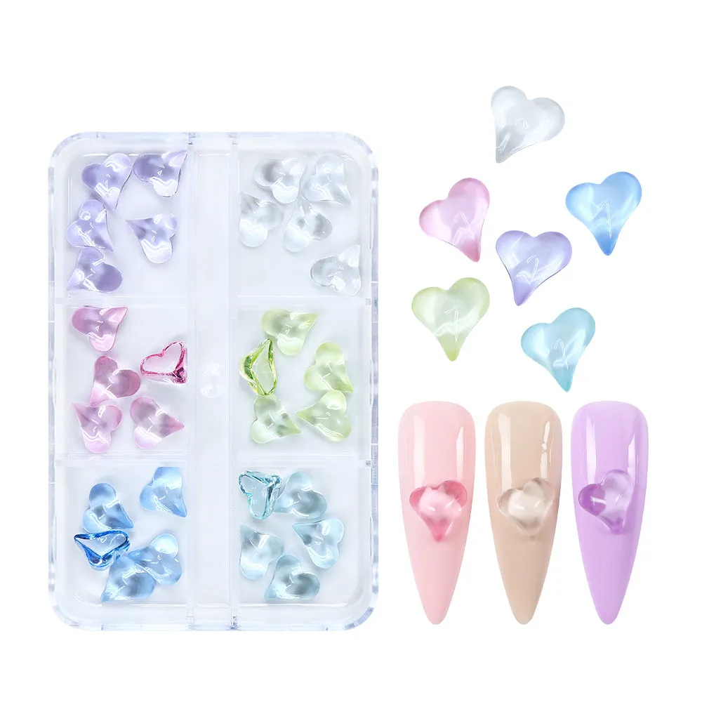 Heart Nail Art Resin Jewelry Transparent Crystals Rhinestones 1 Box