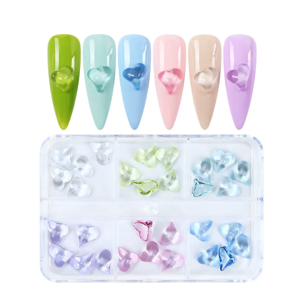 Heart Nail Art Resin Jewelry Transparent Crystals Rhinestones 1 Box