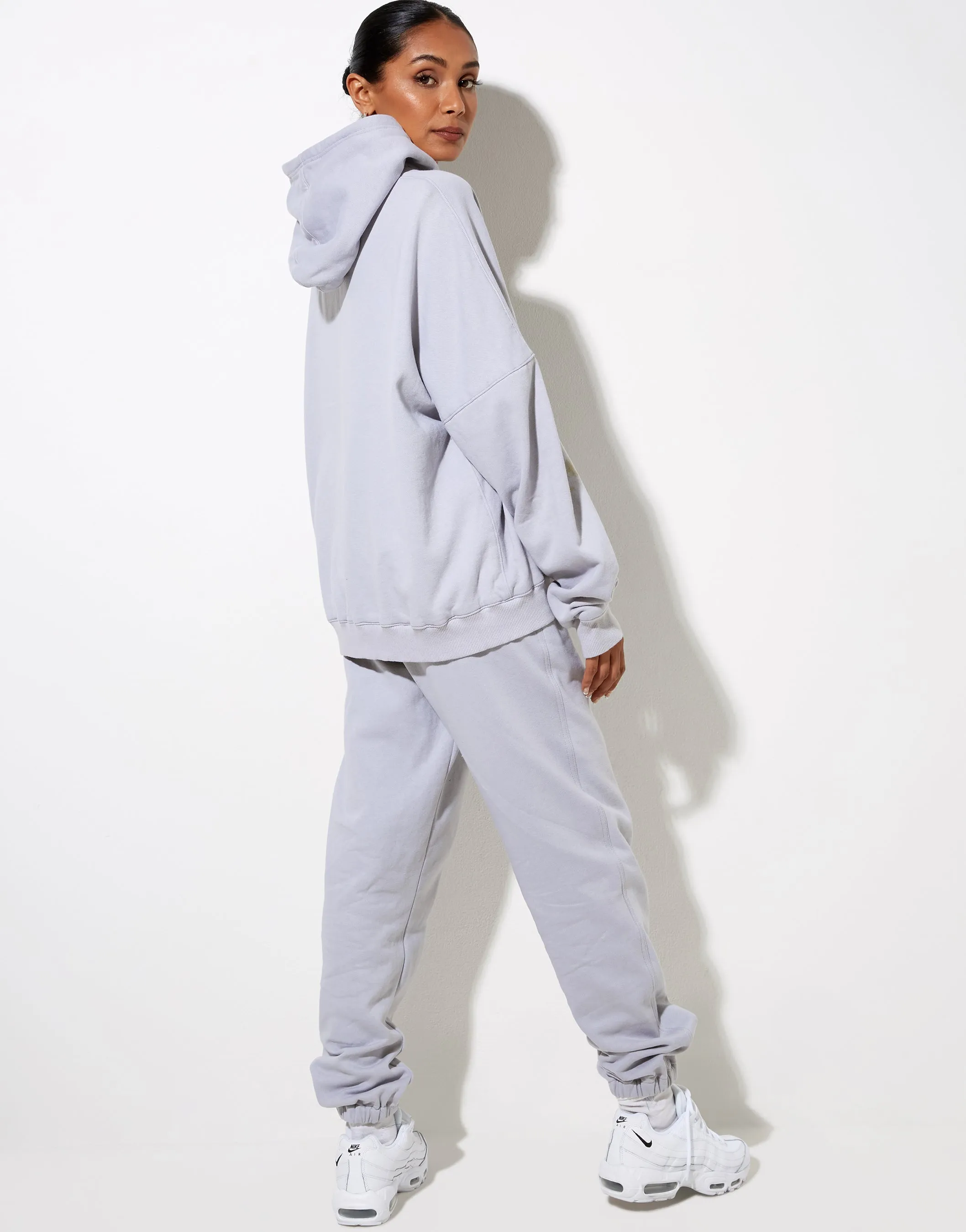 Hollack Hoodie in Lunar Rock with Motel Work Clothing Label Embro