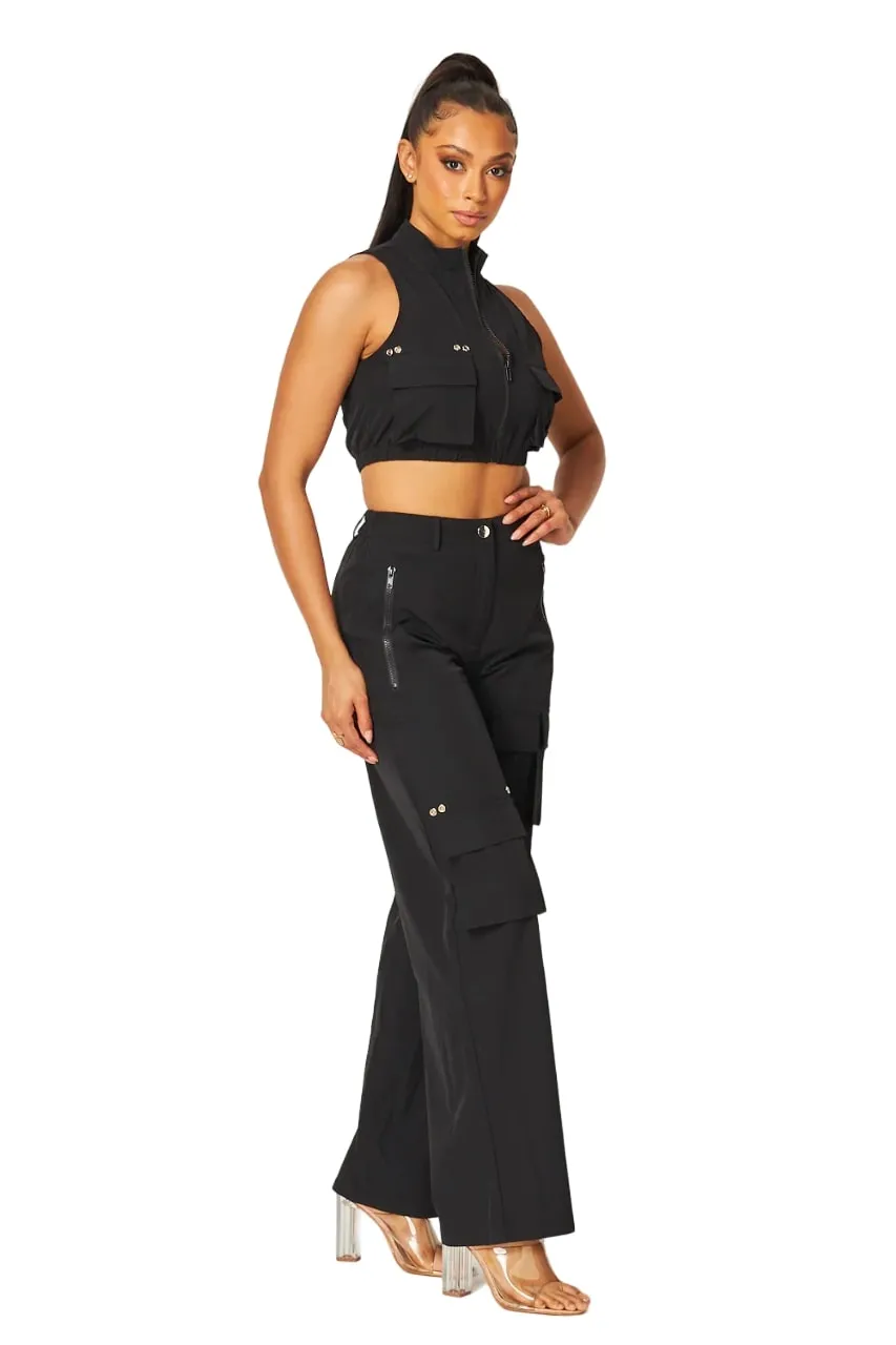 Hot & Delicious Women's Nalini Nylon Cropped Cargo Pants