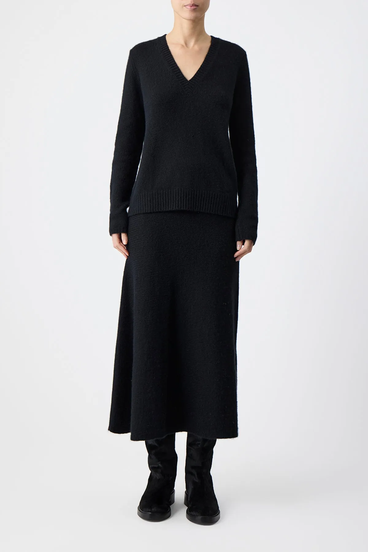 Isiah Knit Sweater in Black Cashmere