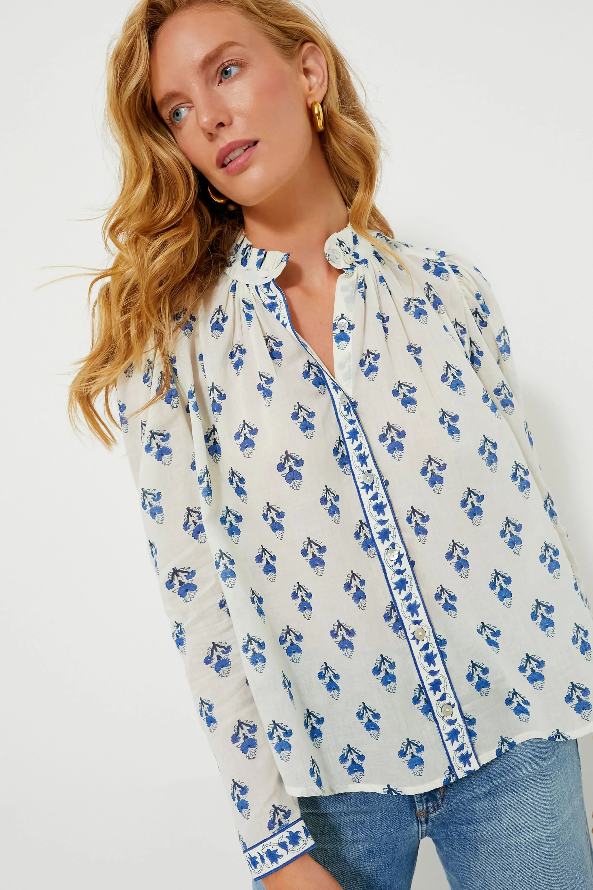 Ivory Indigo Artemis Bhutti Shirt