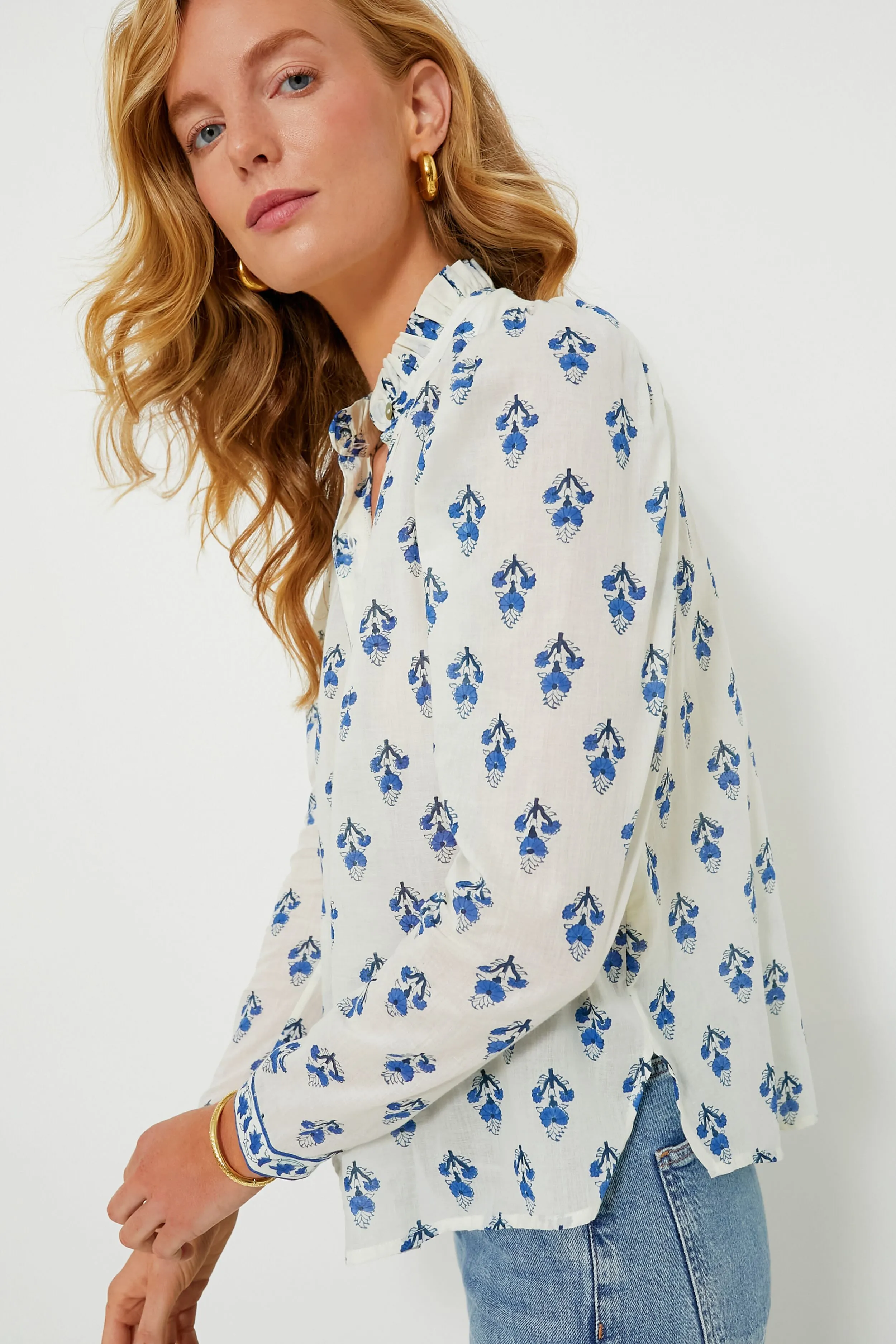 Ivory Indigo Artemis Bhutti Shirt