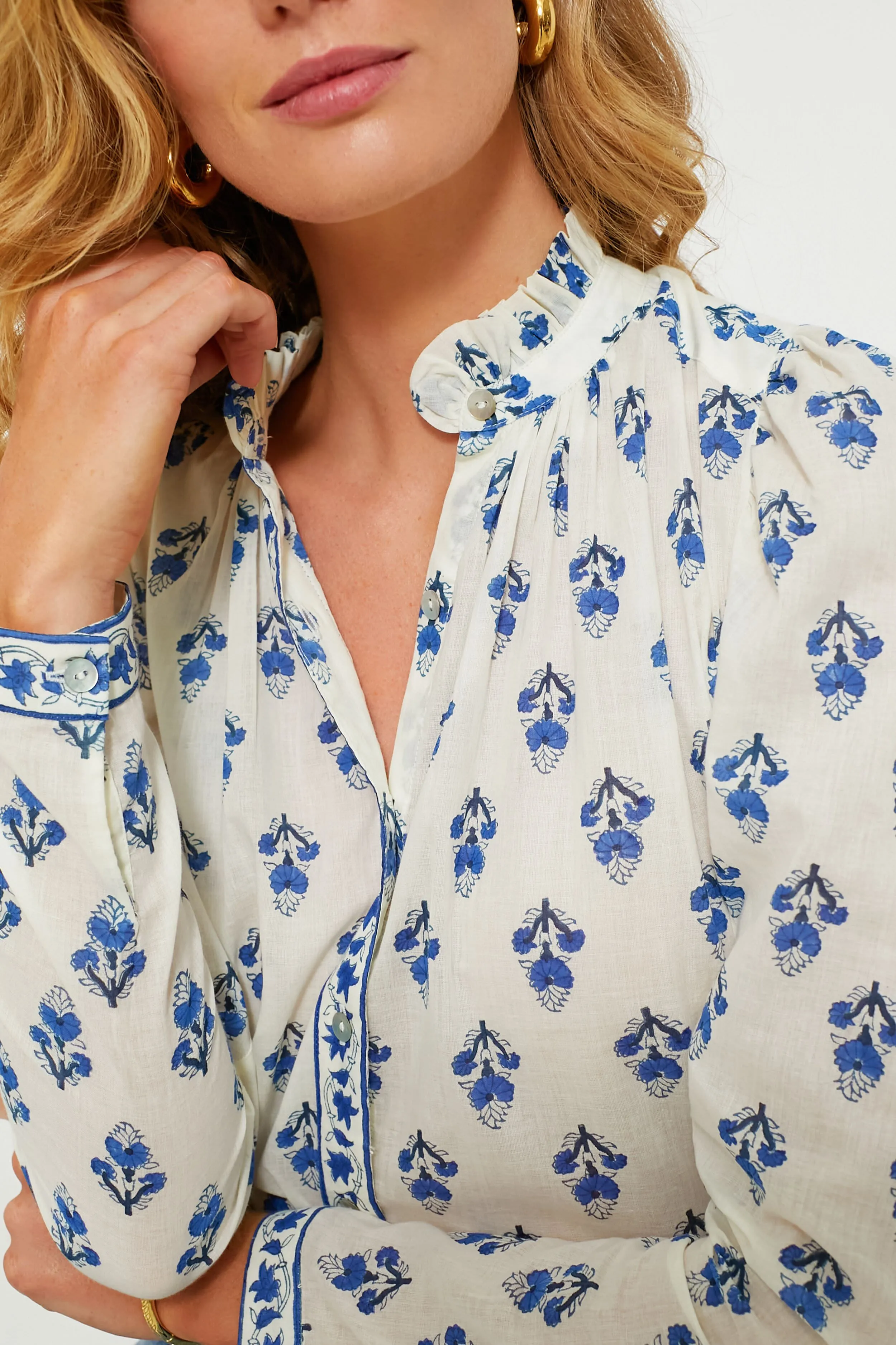 Ivory Indigo Artemis Bhutti Shirt