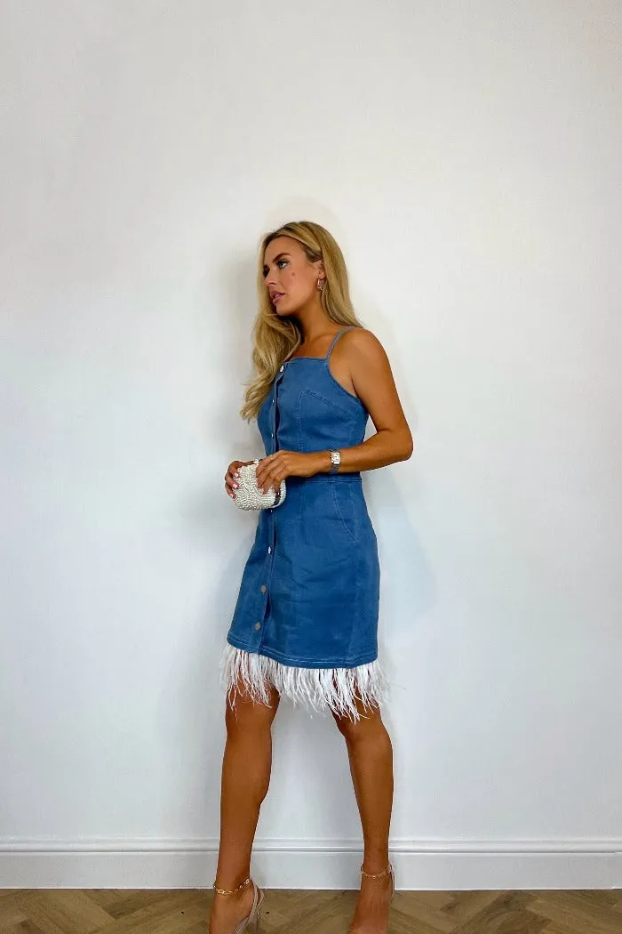 Kands London Denim Feather Detail Dress