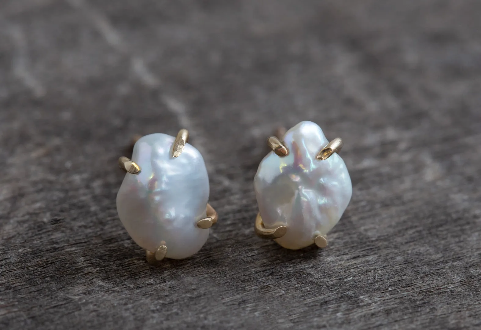 Keshi Pearl Stud Earrings