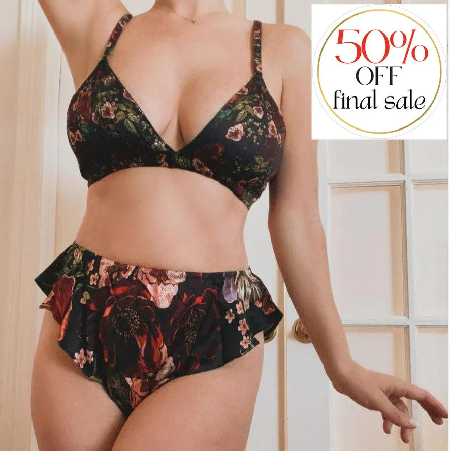 Kilo Brava Bralette with Flutter Panty Set in Floral 11059