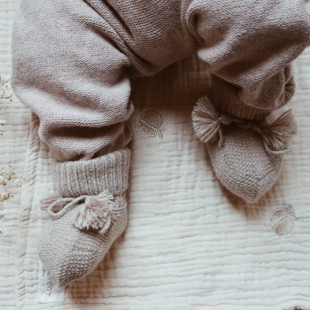 Knitted baby booties - Wool & acrylic